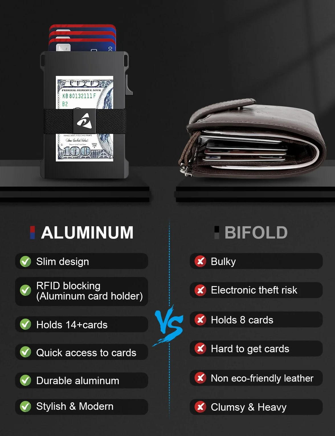 Męskie etui na karty, aluminiowe, minimalistyczne, metalowe etui typu Pop-Up Slim Wallet z wytrzymałą tylną płytą, ochroną RFID, portfel dla mężczyzn, kieszeń przednia, etui na karty kredytowe