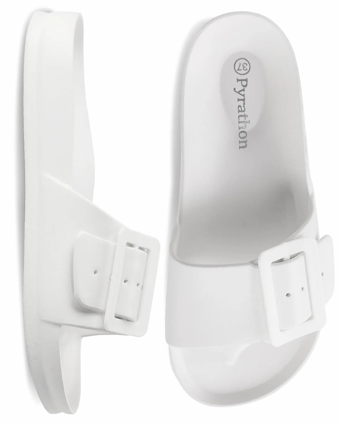Kobiety Sliders Lekkie regulowane basen Flip Flops Sandały Slides,39EU,Biały