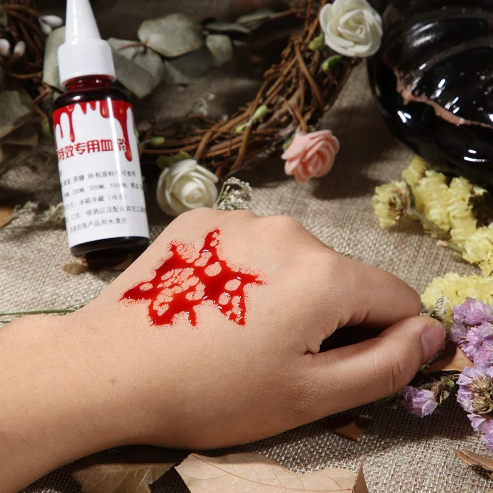 Halloween Party Faux Blood Realistyczne Zombie Fantasy Makijaż Sztuczna Krew do Teatru i Kostiumów (50 ml)
