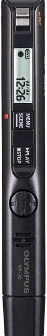 Olympus VP-20 wysokiej jakości dyktafon stereo z mikrofonem wielokierunkowym, filtrem przeciwszumowym, funkcją nagrywania jednym kliknięciem, złączem mikrofonowym/słuchawkowym, ezpośrednim złączem USB