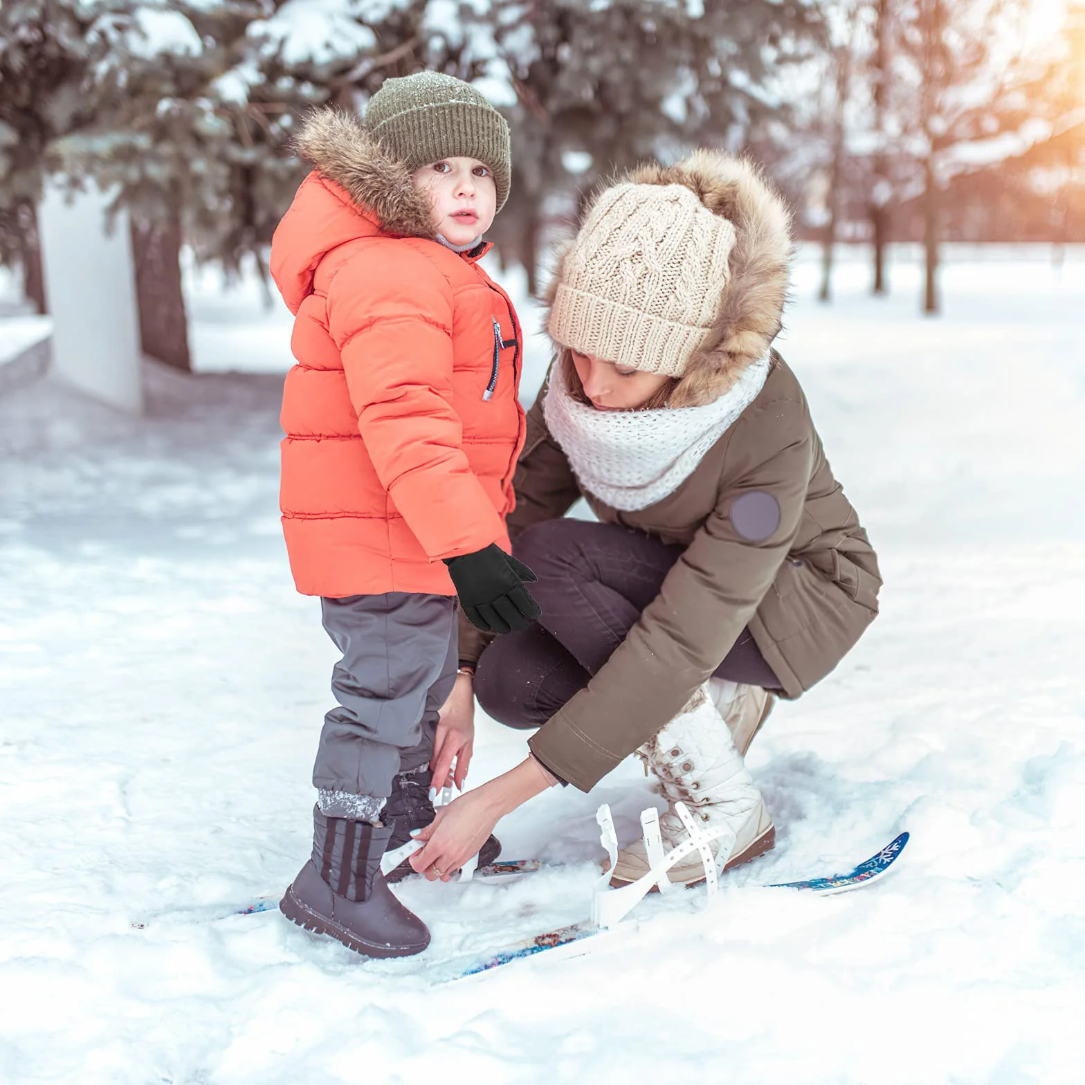 QKURT Dziecięce rękawice narciarskie, wodoodporne rękawice śniegowe, wiatroszczelne, ciepłe rękawiczki zimowe do sanek, snowboardu, jazdy na nartach, jazdy na deskorolce, dla chłopców i dziewczynek,
