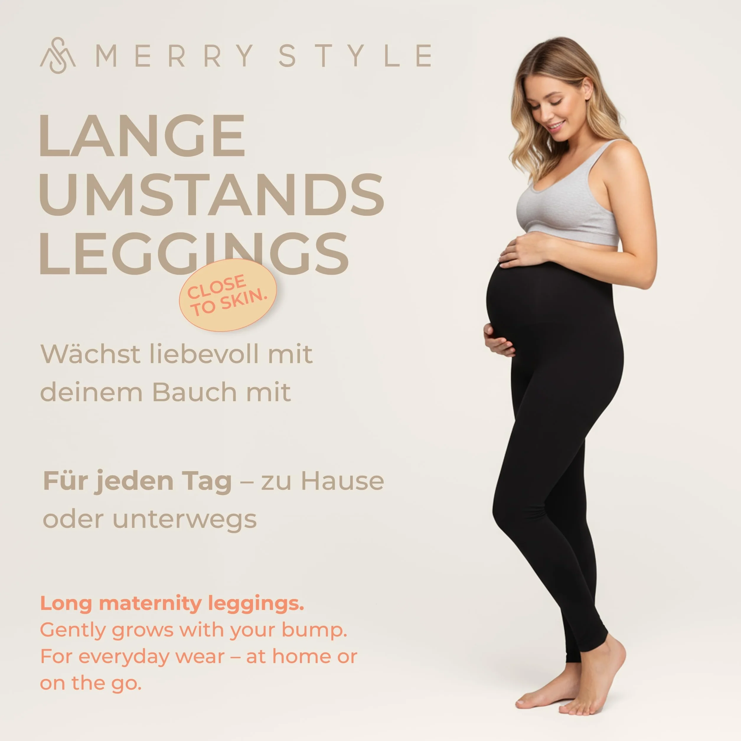 Merry Style Damskie Legginsy Ciążowe z Wiskozy MS10-297