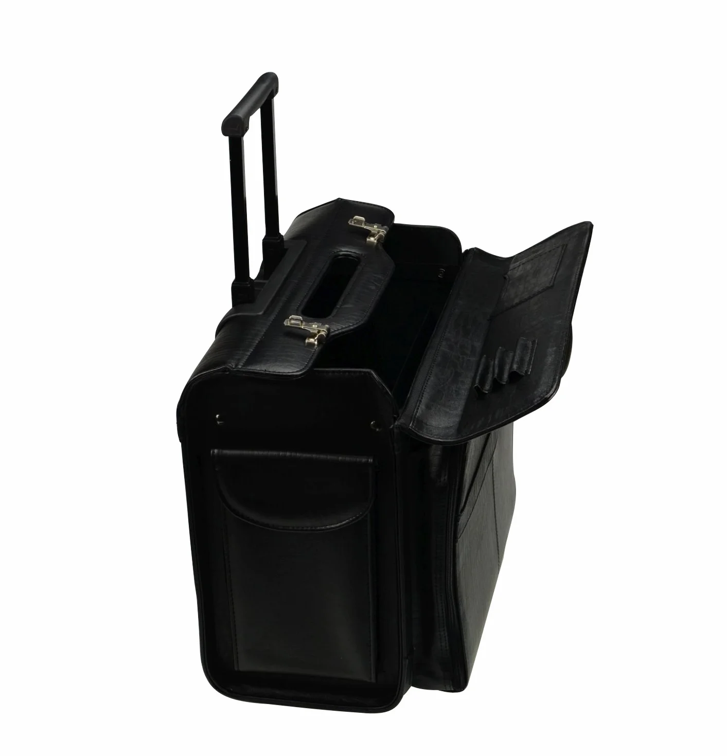 Alassio - 45030 SAN REMO - walizka na kółkach, sztuczna skóra, czarna, Czarny, 45 cm (L) x 25.99 cm (W) x 40 cm (H), Etui pilota