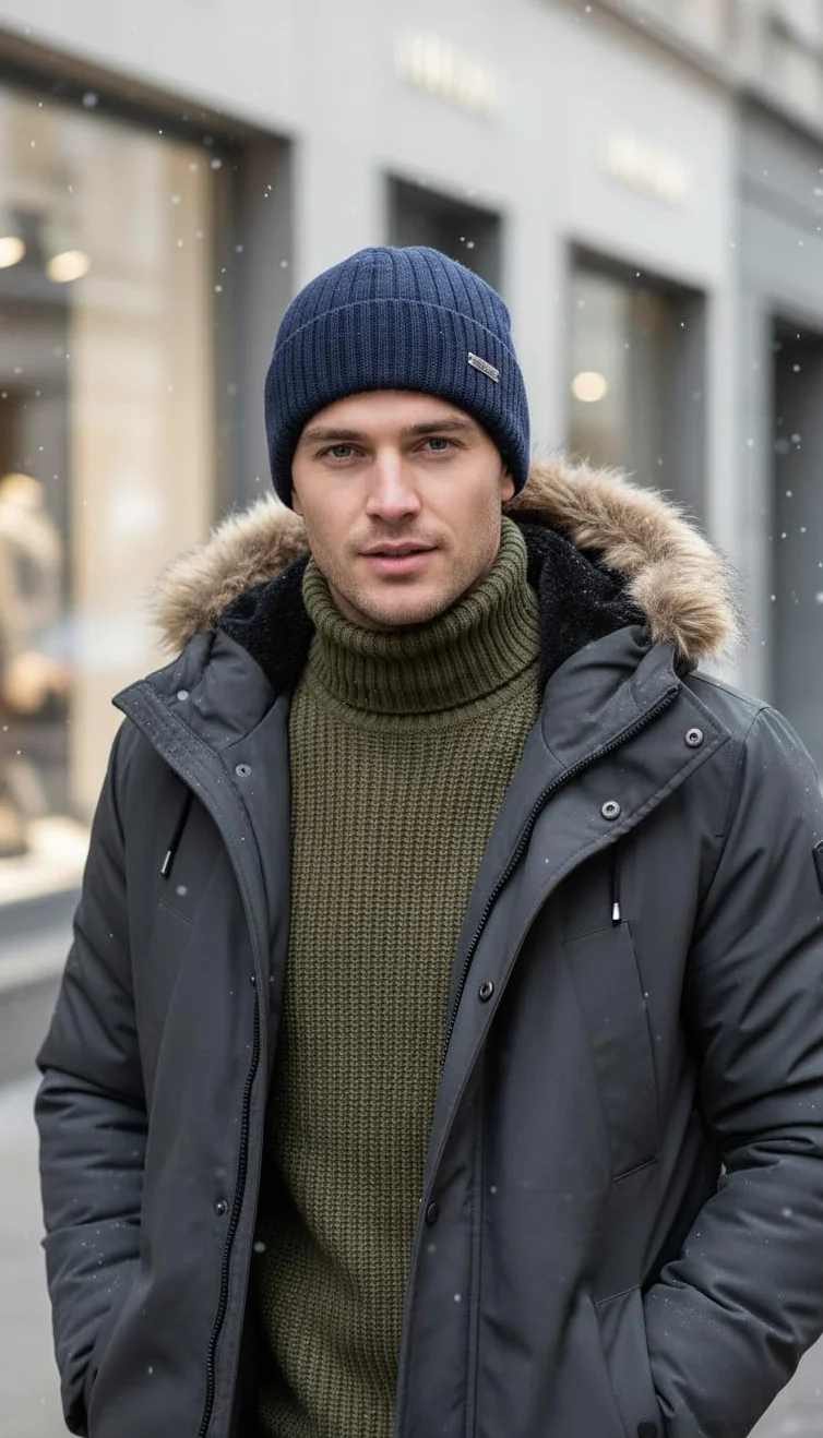 Eisglut Czapka męska Milang Merino Made in Germany, morski, Rozmiar uniwersalny