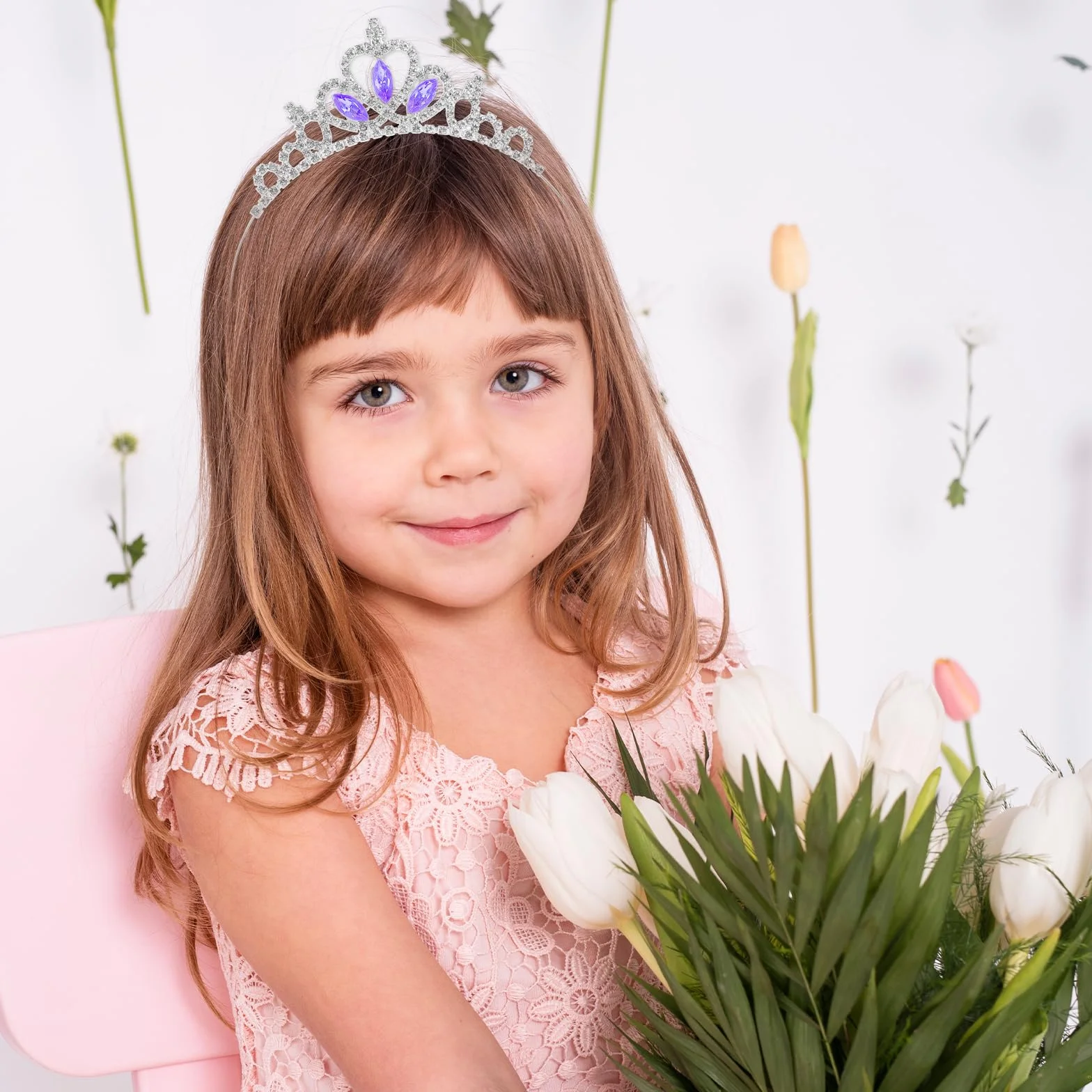 Abeillo 2 sztuki korona dla dziewcząt, korona księżniczki, diadem księżniczki, korona damska, w kształcie serca, dla dziewcząt, kryształ stras, korona ślubna, opaska na czoło dla kobiet i dziewcząt,