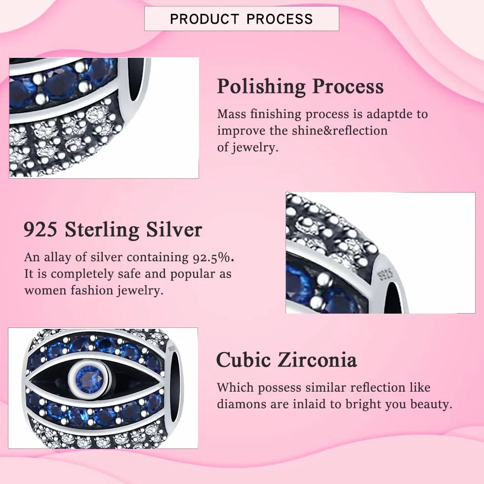 Charms Charms do bransoletek 925 Sterling Silver Devil's Eye Bransoletki srebrne damskie