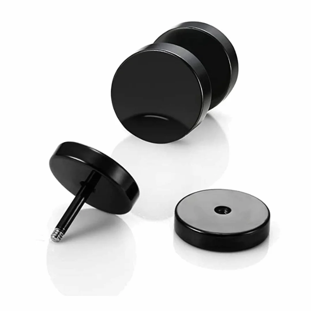 LEEQ 8 par okrągłych kolczyków na sztyfcie dla mężczyzn i kobiet, srebrne, czarne, 3 mm, 5 mm, 6 mm, 8 mm (srebrne, czarne, 3 mm, 5 mm, 6 mm, 8 mm)