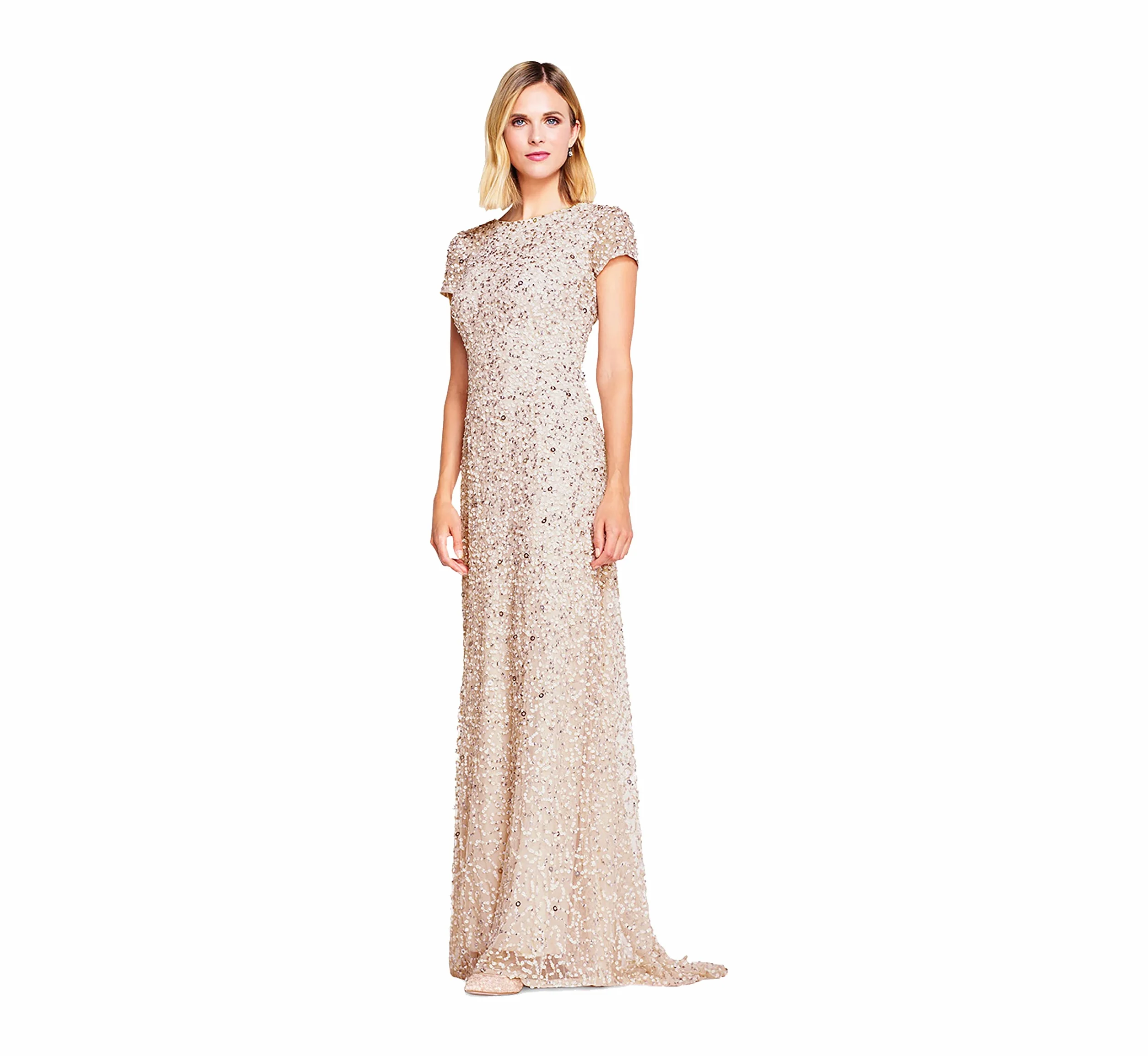 Adrianna Papell Formalna sukienka wieczorowa Kobiety Scoop Back Sequin Gown