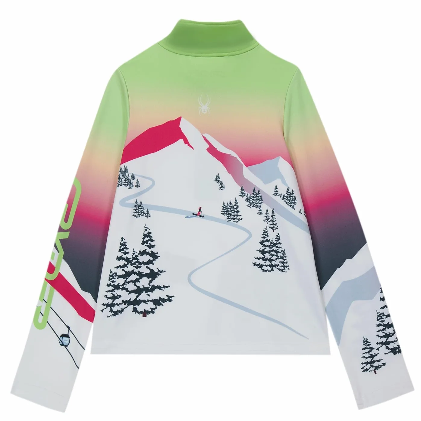 Spyder Sunset Zip T-Neck Koszulka, Limonka Ice, 158 Dziewczynka, Wapno Ice, 158