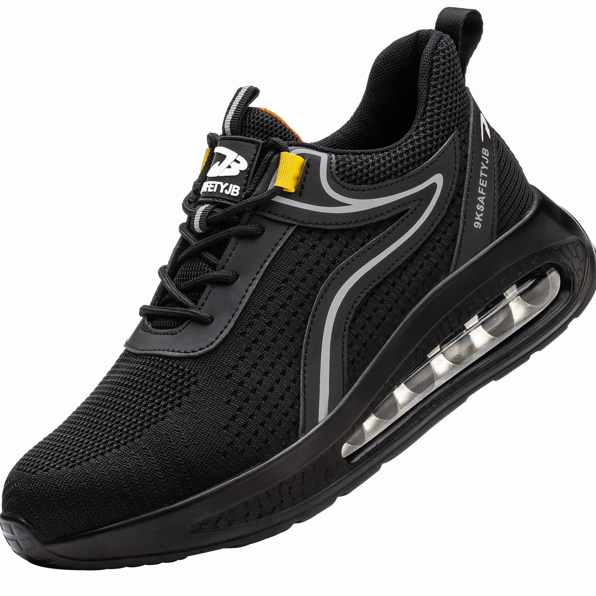 Buty robocze, męskie, damskie, lekkie, stalowe nakładki, antypoślizgowe, buty ochronne, rozmiar 36-46 EU, czarny srebrny, 41 EU