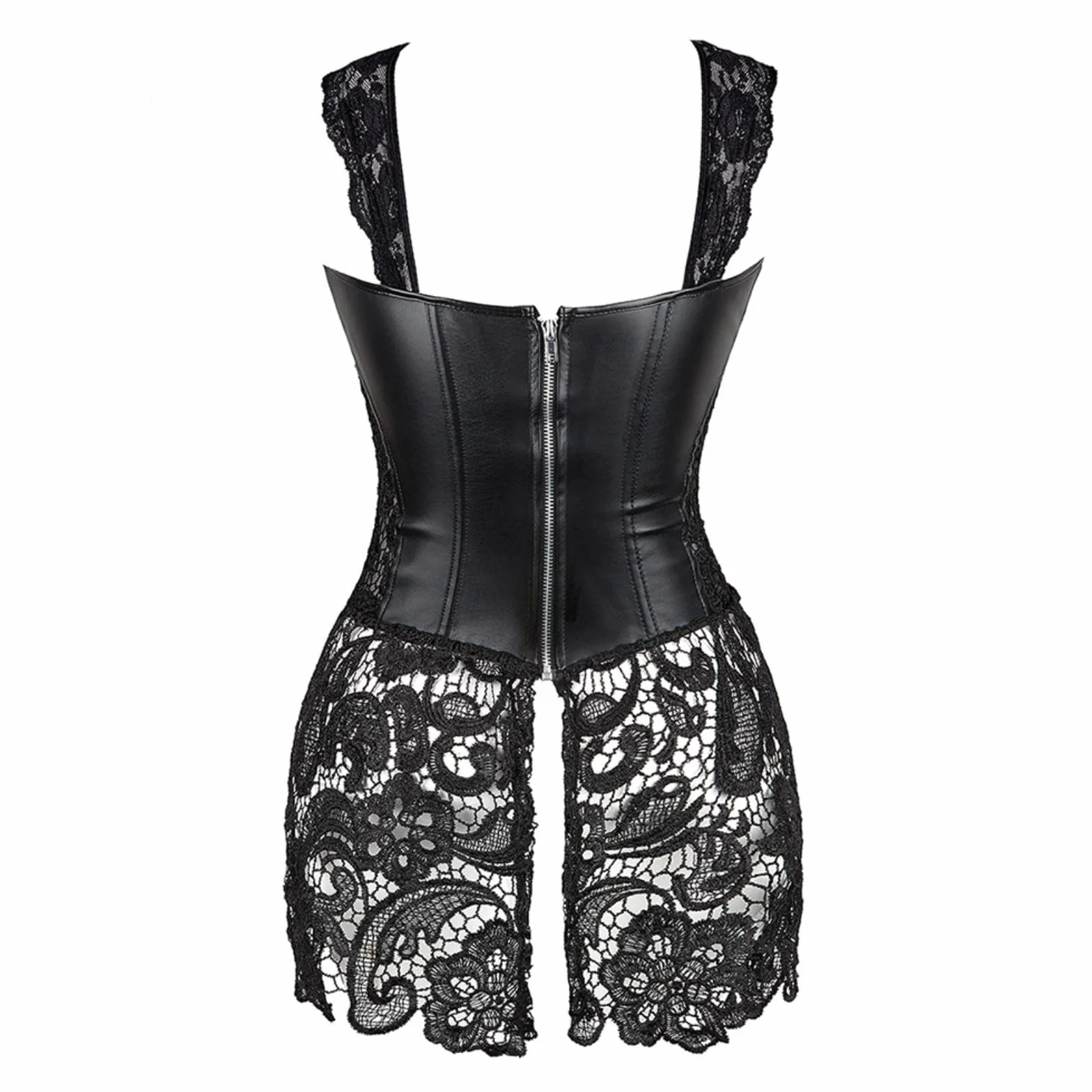 Czarne czerwone damskie gotyckie zasznurowane z przodu Punk Faux skórzany gorset z gorsetem Plus rozmiar komplety bielizny z G String