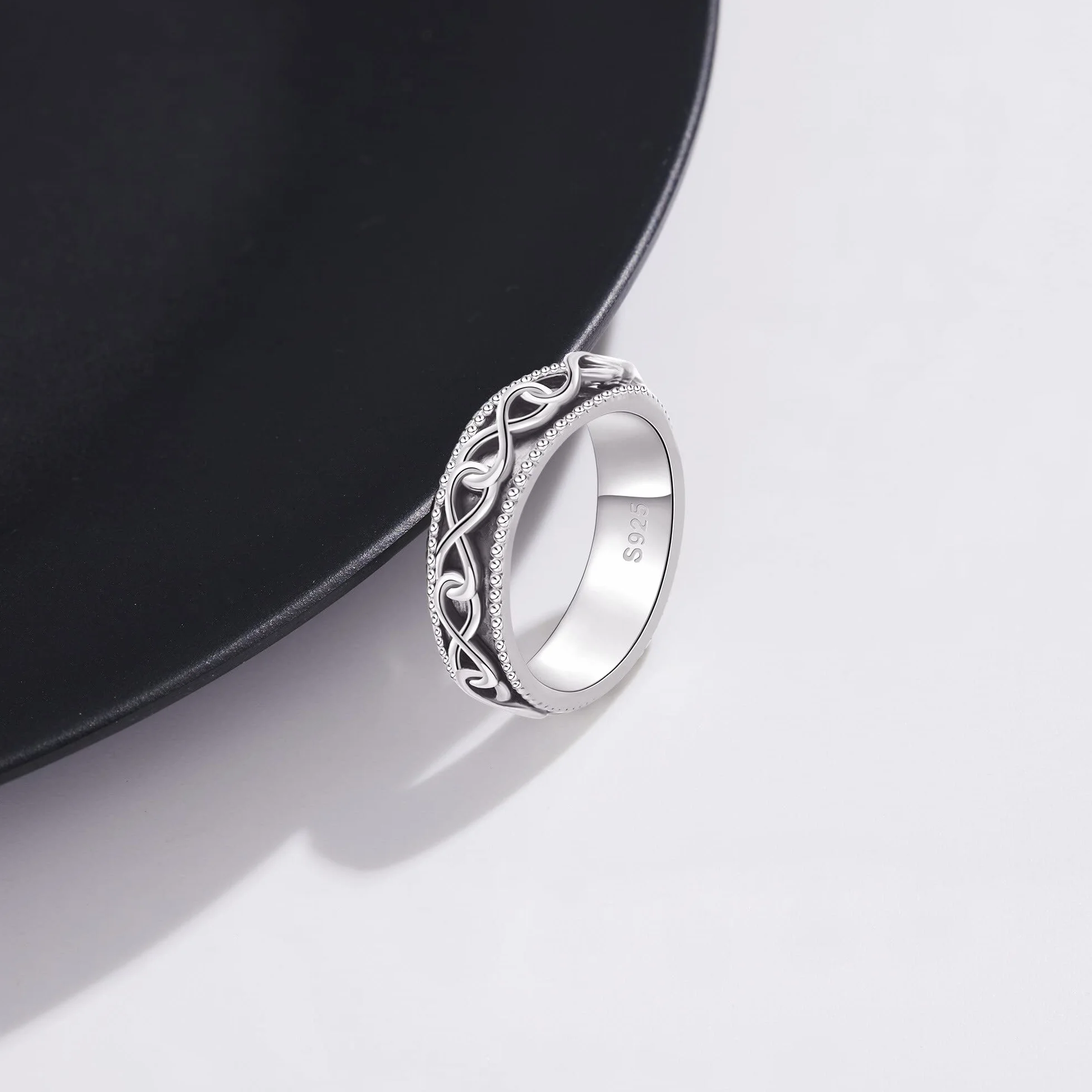 Fidget Ring pierścionek ze srebra próby 925, dla kobiet, redukuje stres i stres