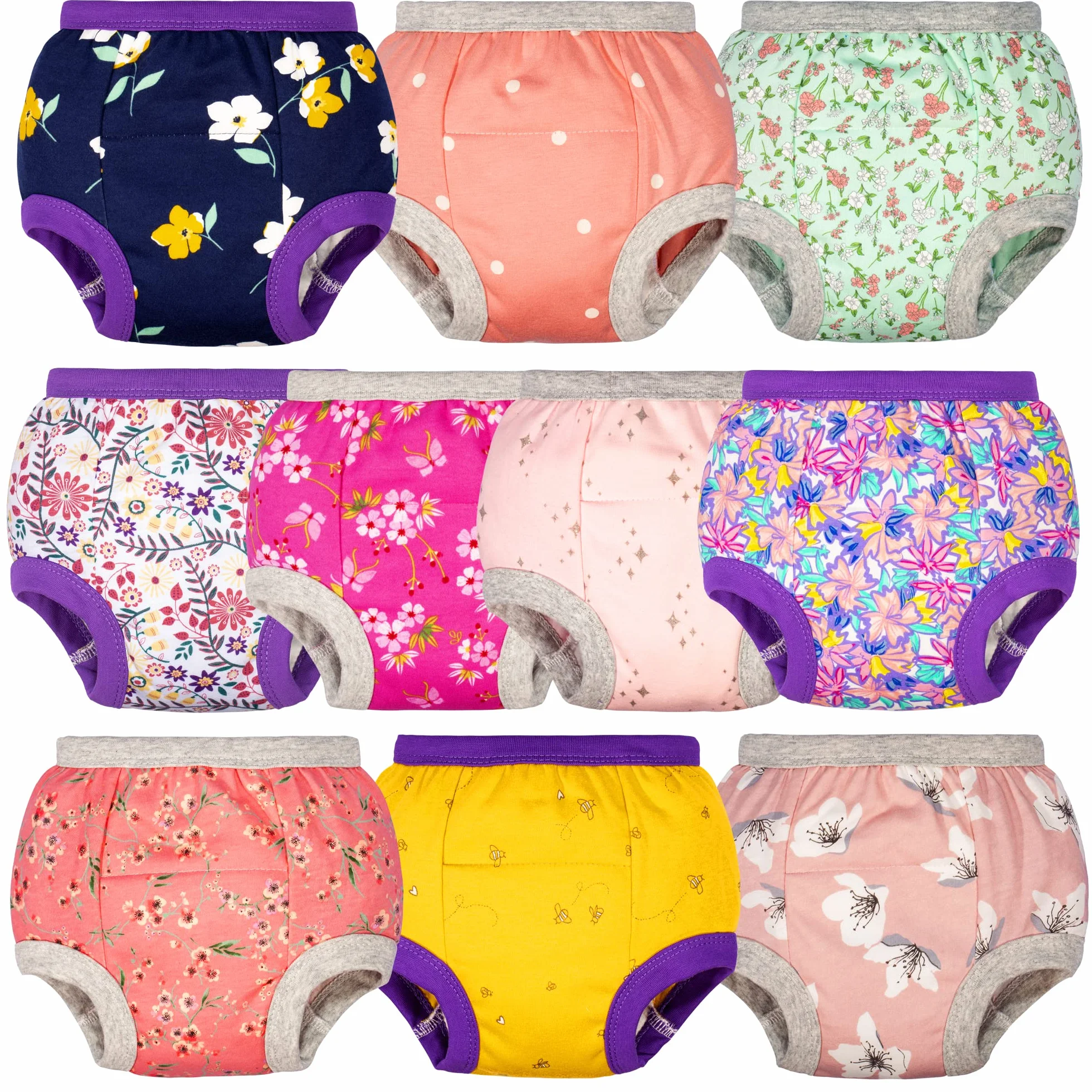 BIG ELEPHANT Toddler Potty Training Pants - 100% bawełna Unisex Baby Pee Underpants 10-pack, 12M-5T