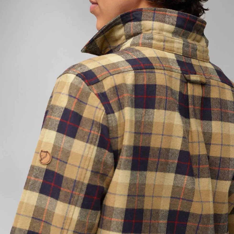 Fjällräven Värmland Heavy Flannel Shirt W - Koszula Flanelowa na Polowanie, 100% Bawełna, L, Ciemny Piasek - Ciemny Granatowy, L