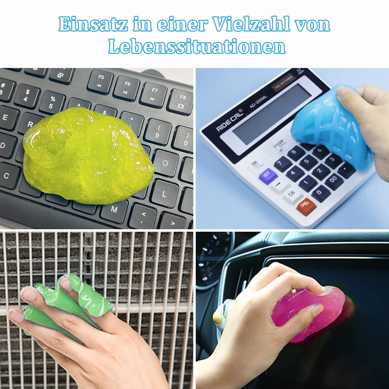 4 sztuki klawiatury do czyszczenia klawiatury, żel do czyszczenia samochodu, uniwersalny żel do czyszczenia, możliwość ponownego zamknięcia, magiczny klej chroniący przed kurzem (80 g x 4