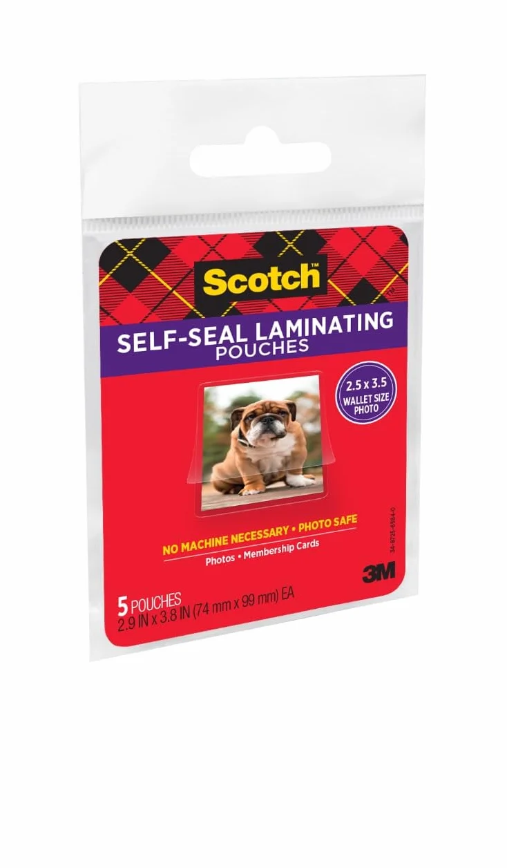Scotch Self-Sealing Laminating Pouches 5/Pkg-2"X3"