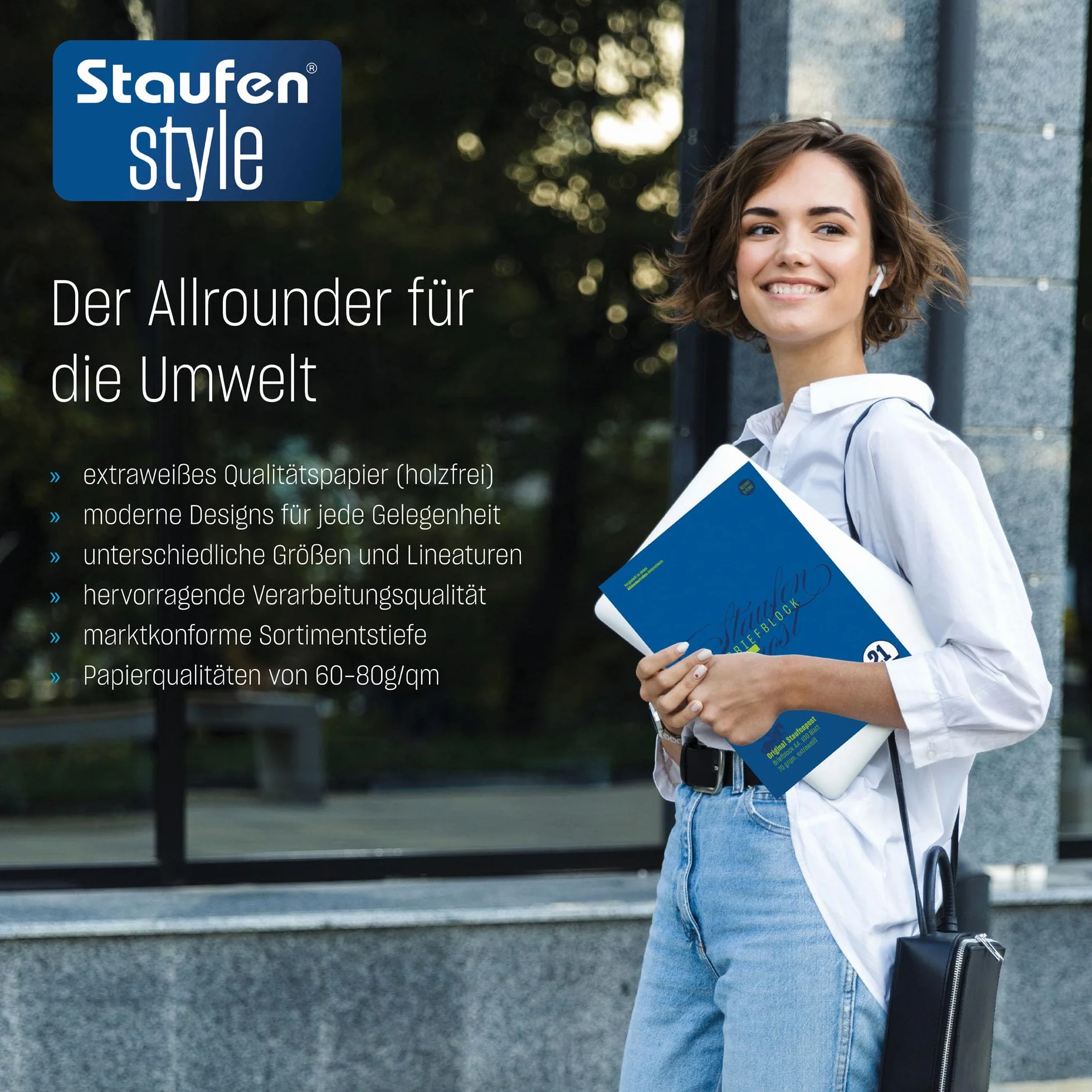 Staufen Style Zeszyt - DIN A4, 100 arkuszy papieru do pisania, liniatura 21, 70 g/m², w linie, Staufenpost