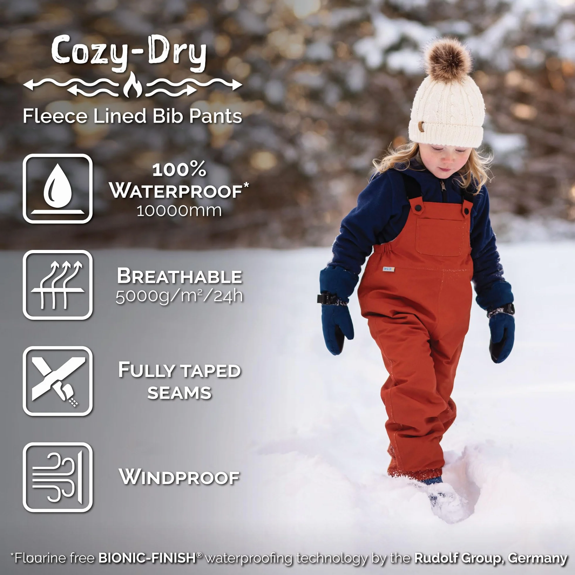 Jan & Jul Cozy-Dry Spodnie przeciwdeszczowe dla chłopców i dziewczynek, małe dzieci, regulowane szelki (terakota, 2-3 lata), Cozy-dry: terakota, 2-3 Lat