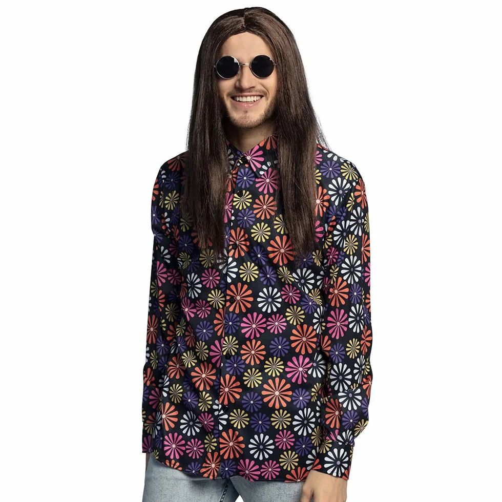 Boland - Flower Power Shirt, dla mężczyzn, koszula, top, dla dorosłych, w kwiaty, hawajska, hippie, lata 70-te, impreza tematyczna, karnawał, bal przebierańców, przebranie, kostium, fantazyjny strój