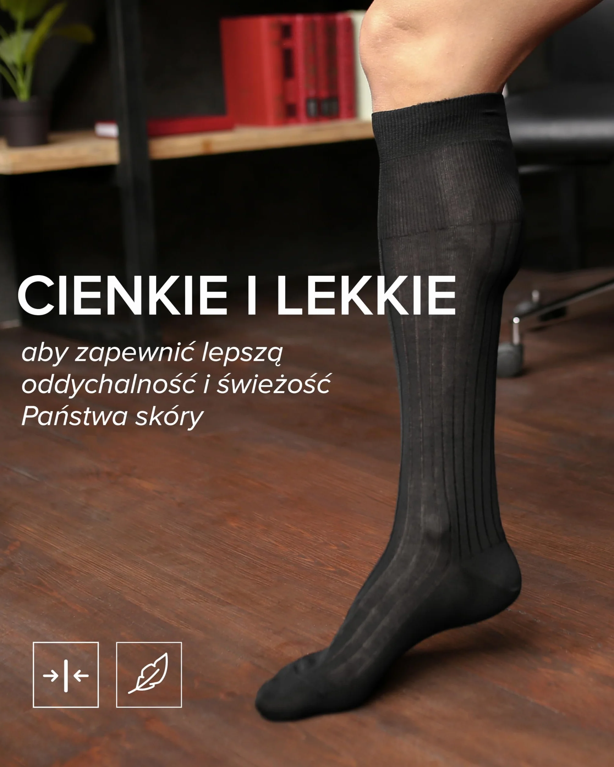 VITSOCKS Podkolanówki Męskie 100% BAWEŁNA Wysokie Skarpetki do Kolan (2 PARY) Eleganckie Prążkowane