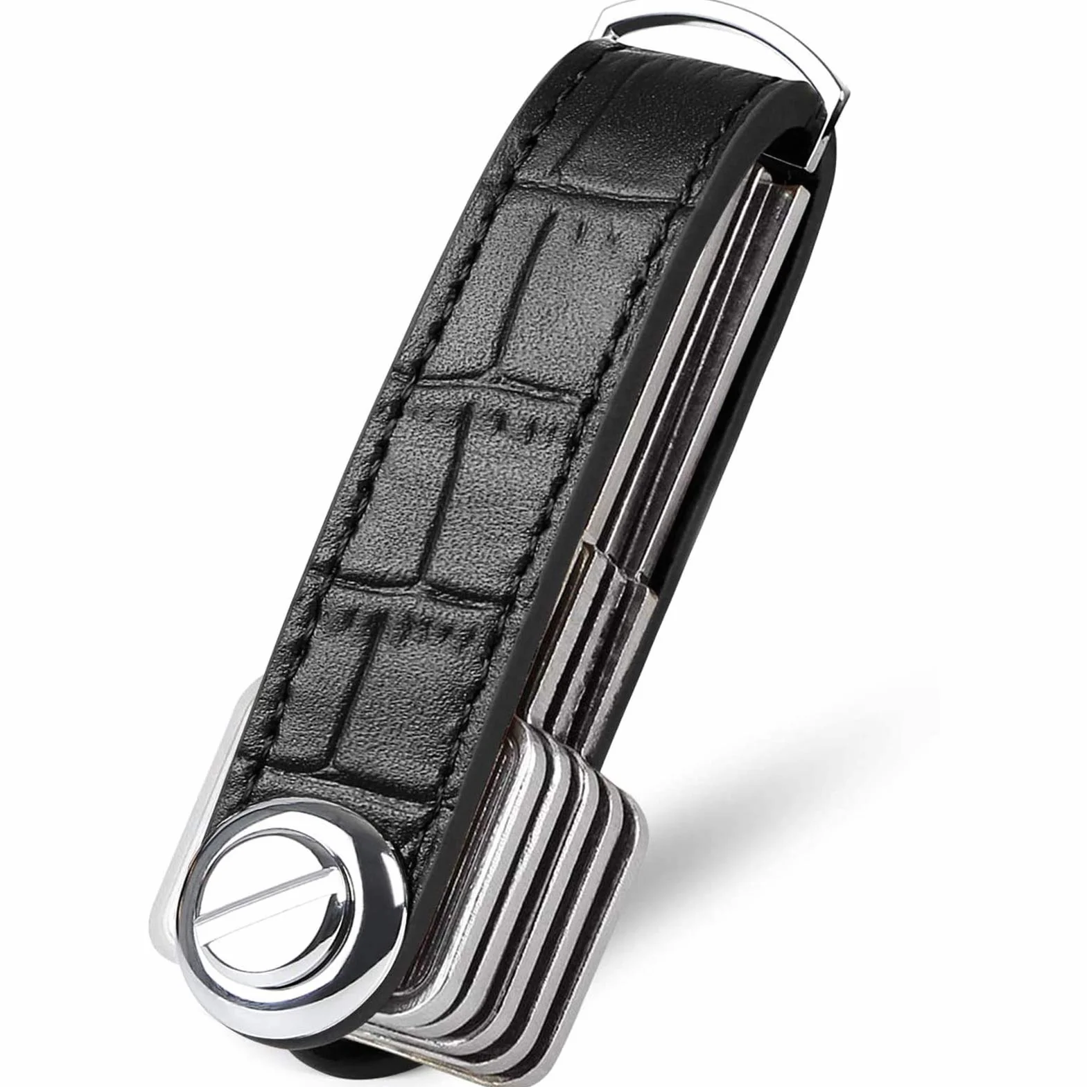 flintronic® organizer na klucze, przenośny brelok, kieszonkowy inteligentny uchwyt na klucze z opakowaniem upominkowym, stylowy, funkcjonalny i praktyczny, dla 10-12 różnych kluczy, #8 czarny ziarno, Jeden rozmiar