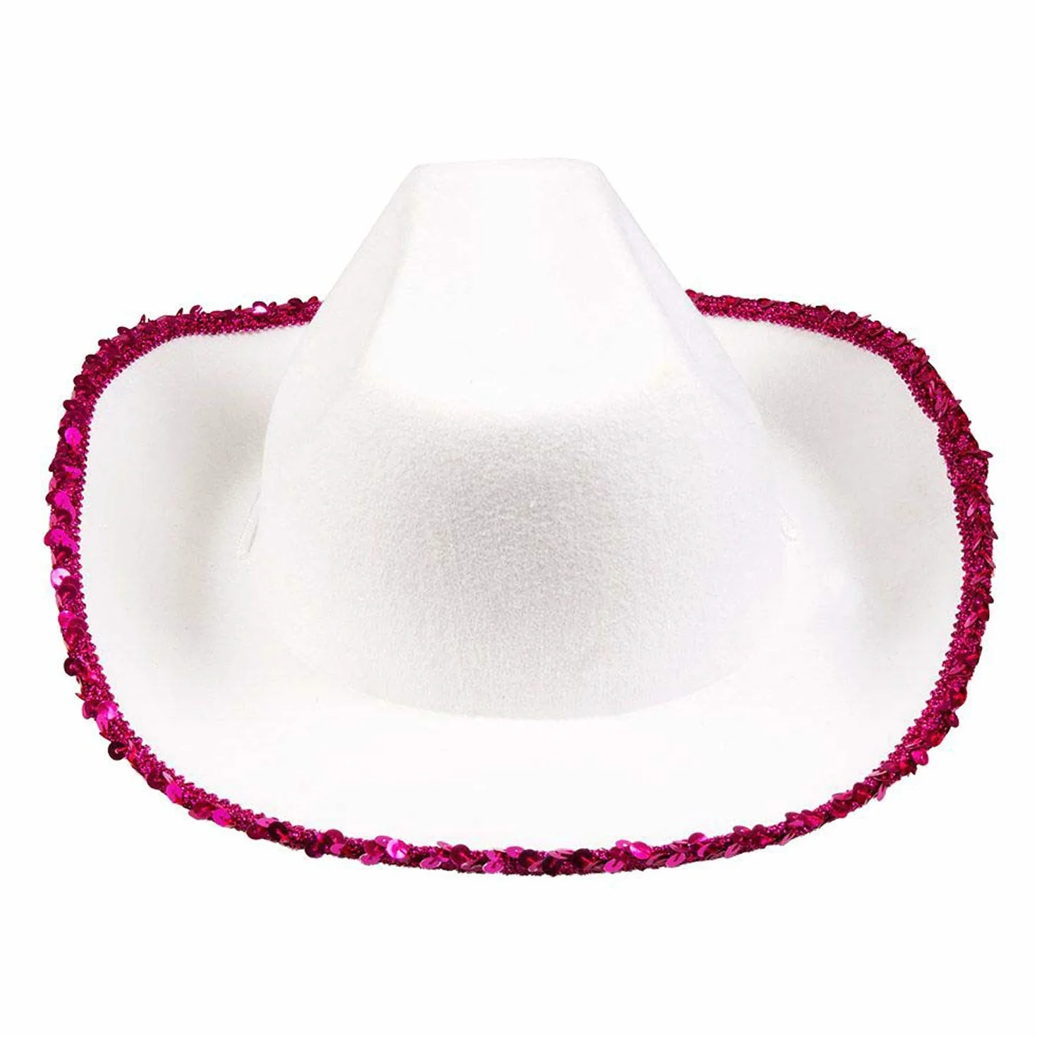 Boland 54376 - kapelusz Rodeo Star, różowo-biały, dla dorosłych, kapelusz kowbojski z cekinami, kowbojski z cekinami, karnawał, ostatki, Halloween, impreza tematyczna