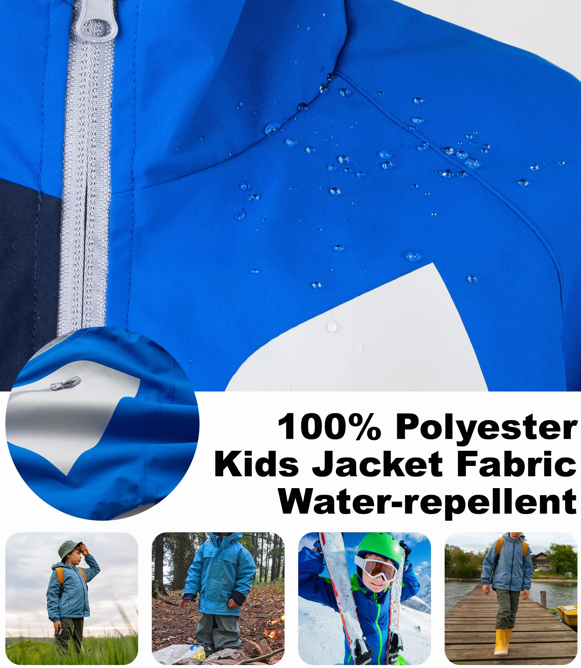 Kurtka przeciwdeszczowa dla dzieci, kurtka przejściowa, wodoszczelna, lekka kurtka outdoorowa w kontrastowych kolorach
