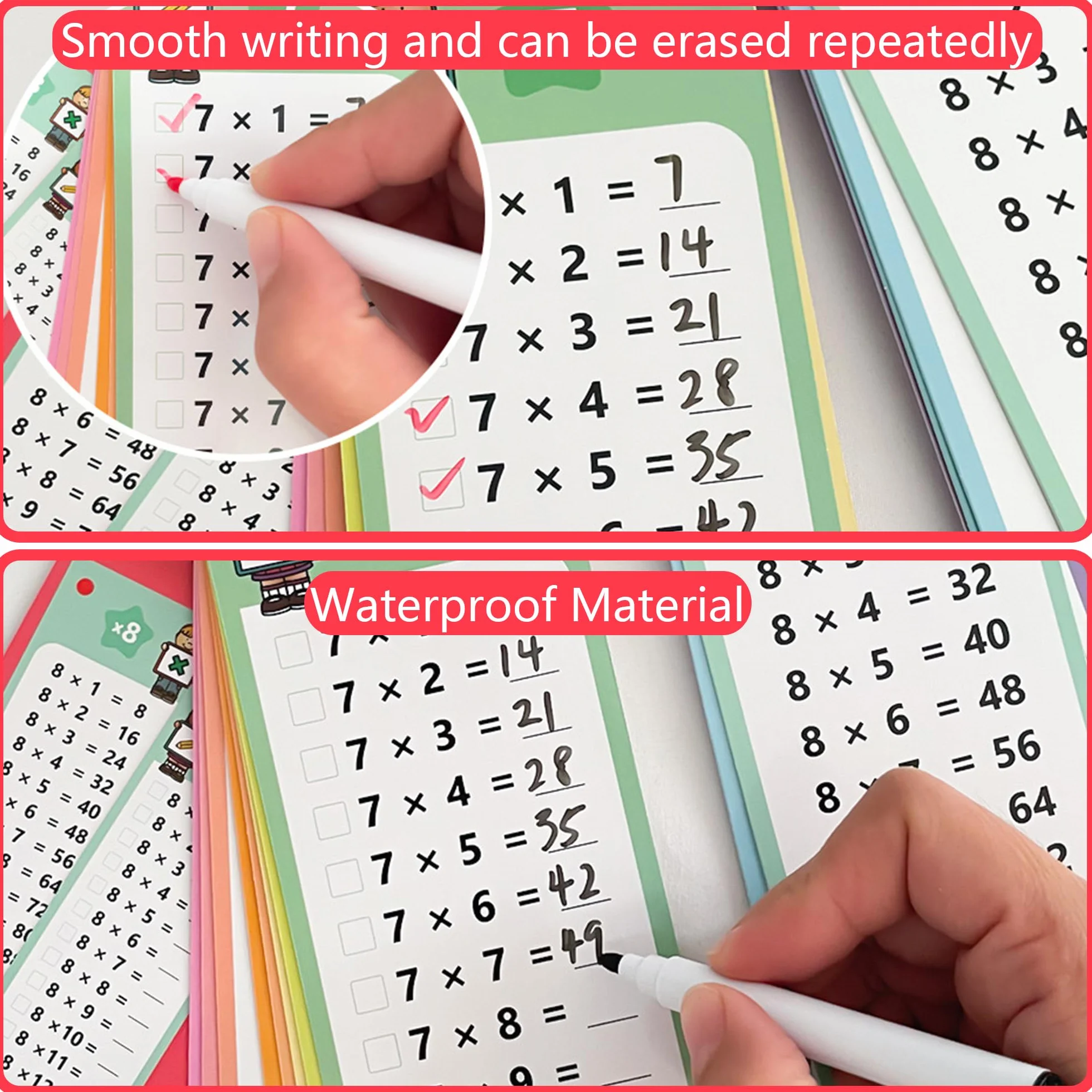 laeeyin 1 x 1 mnożenie matematyki karty do nauki jednorazowe karty do nauki dla dzieci 1 x 1 do nauki gry od 1 do 12, przenośna pomoc w nauce, zabawa podczas nauki mnożenia (mnożenie)