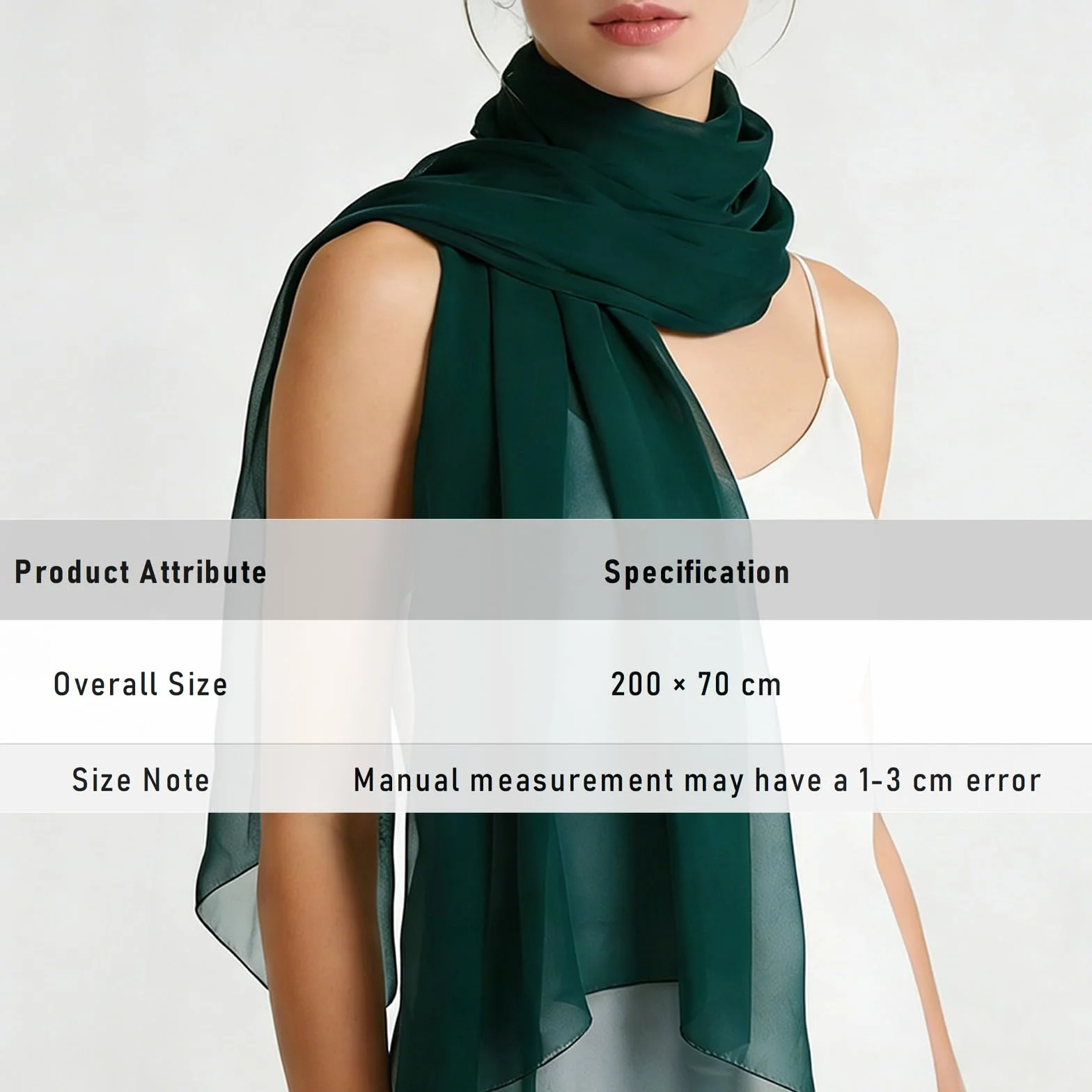 flintronic Szyfonowy szal damski, elegancka chusta na szyję, jedwabisty miękki szyfon, hidżab, Sheer szyfonowe chusty i okłady na suknie wieczorowe, poliester premium