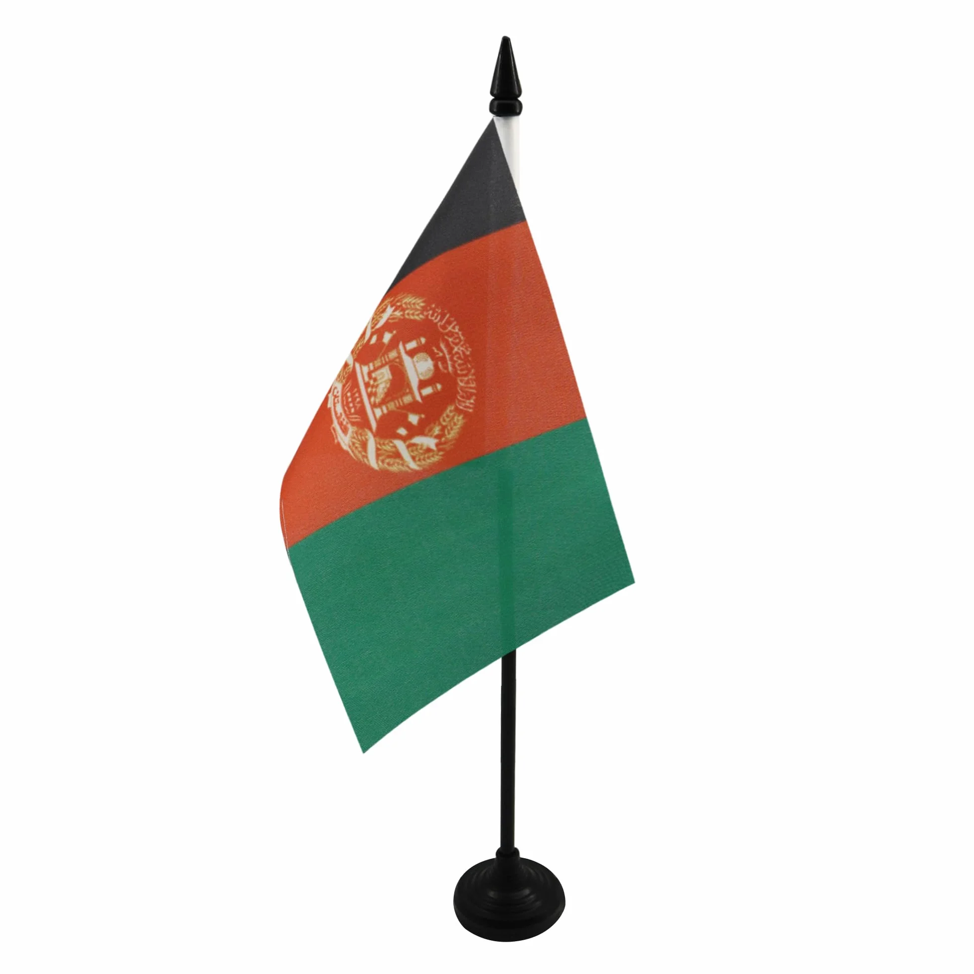 Drapeau de Table Afghanistan Socle Hampe Plastique, 15cm x 10cm, Noir
