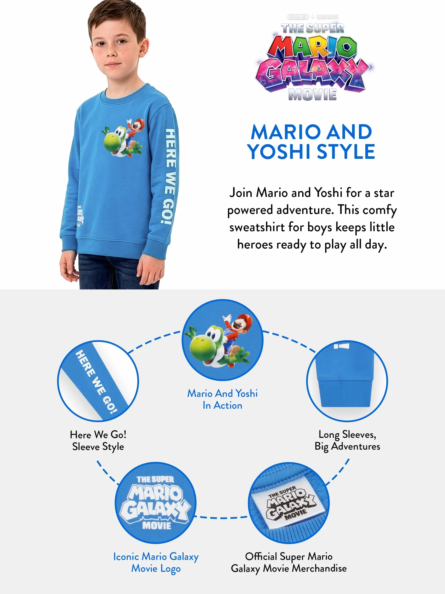 Super Mario Galaxy Film Sweter Chłopięcy, Bluza Chłopięca, Swetry Dla Dzieci