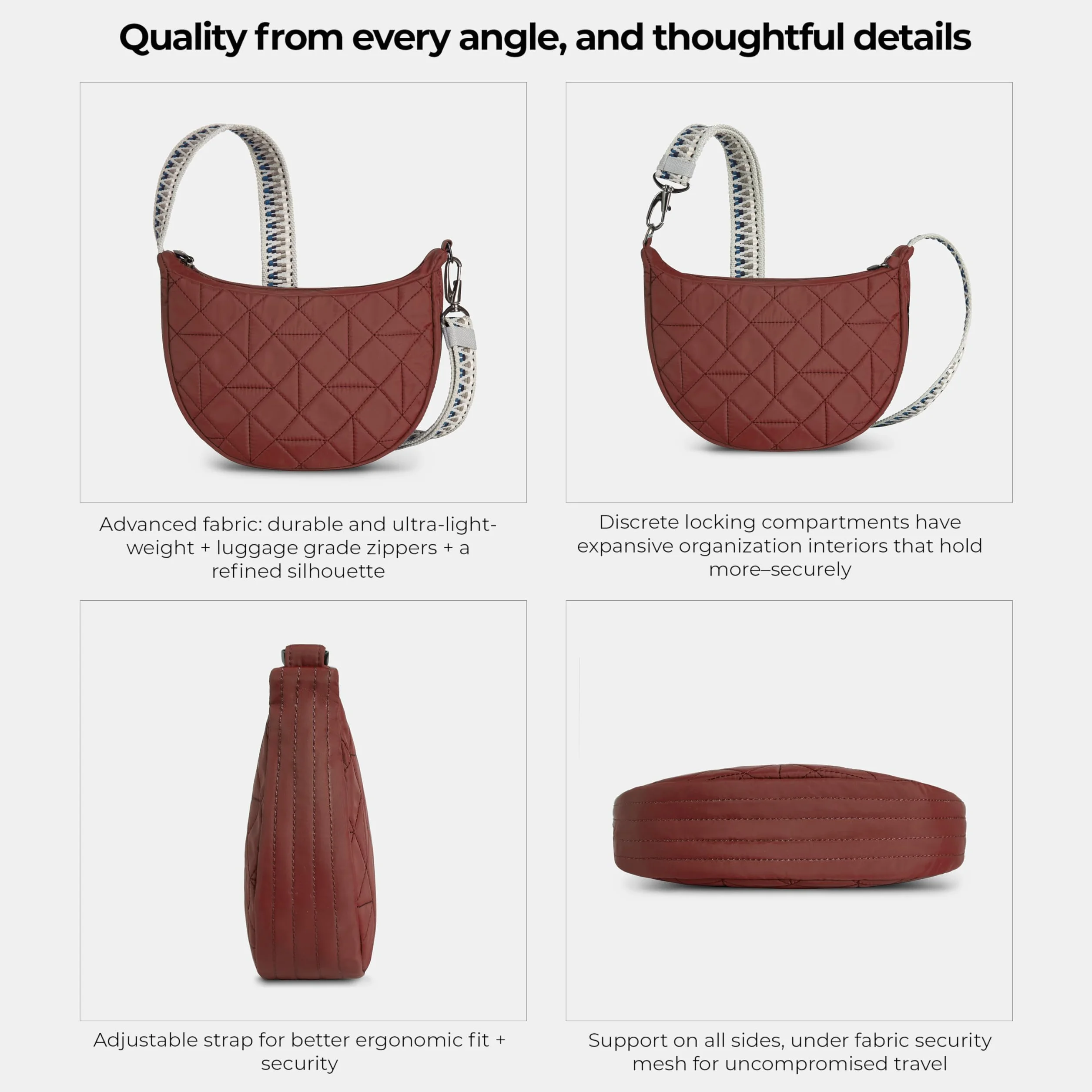 Travelon Unisex Boho Anti-Theft półksiężyc crossbody, papryka, Paprika