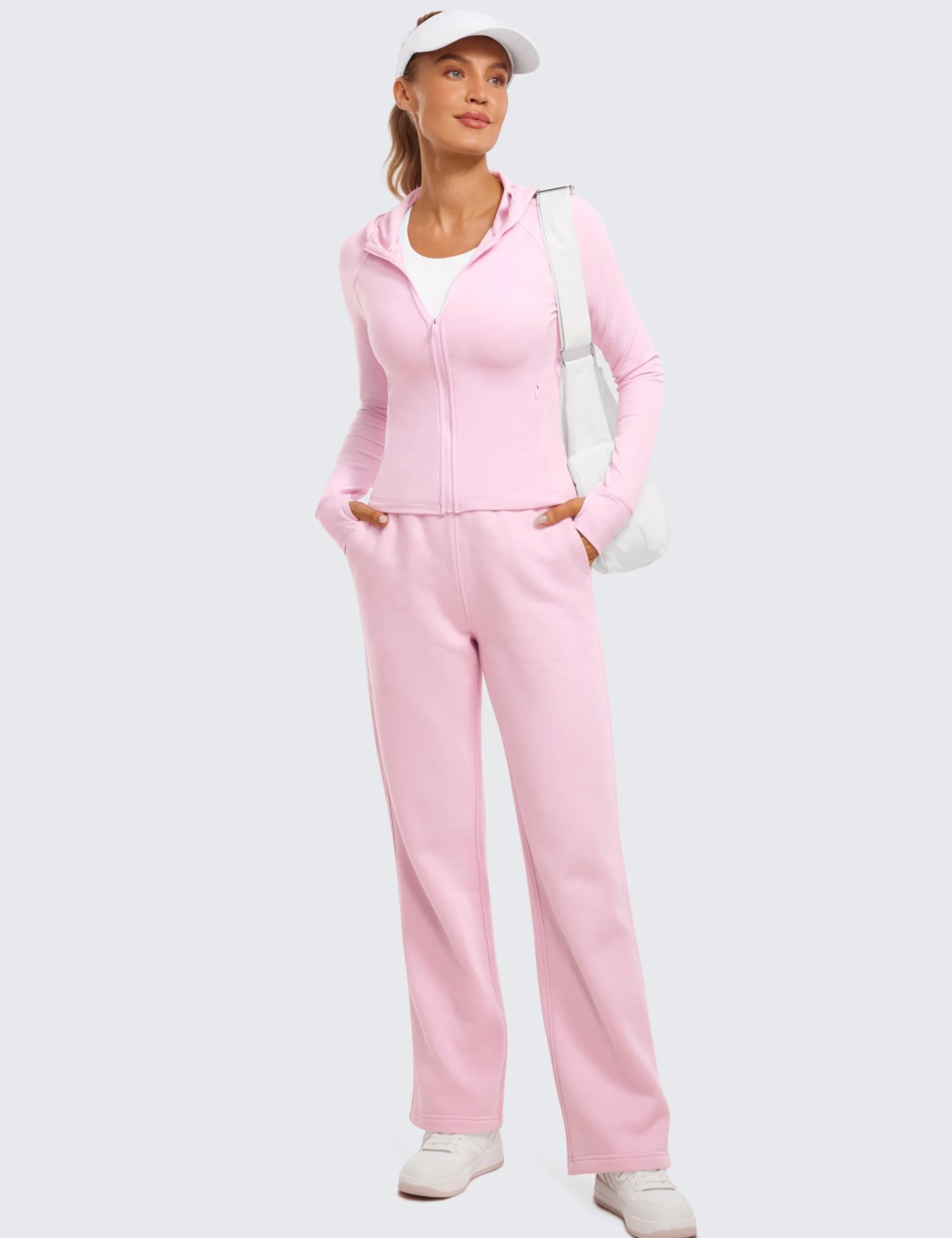 CRZ YOGA Damska bluza z kapturem Butterluxe do ćwiczeń, zapinana na zamek, dopasowana, lekka, z kapturem i otworami na kciuki