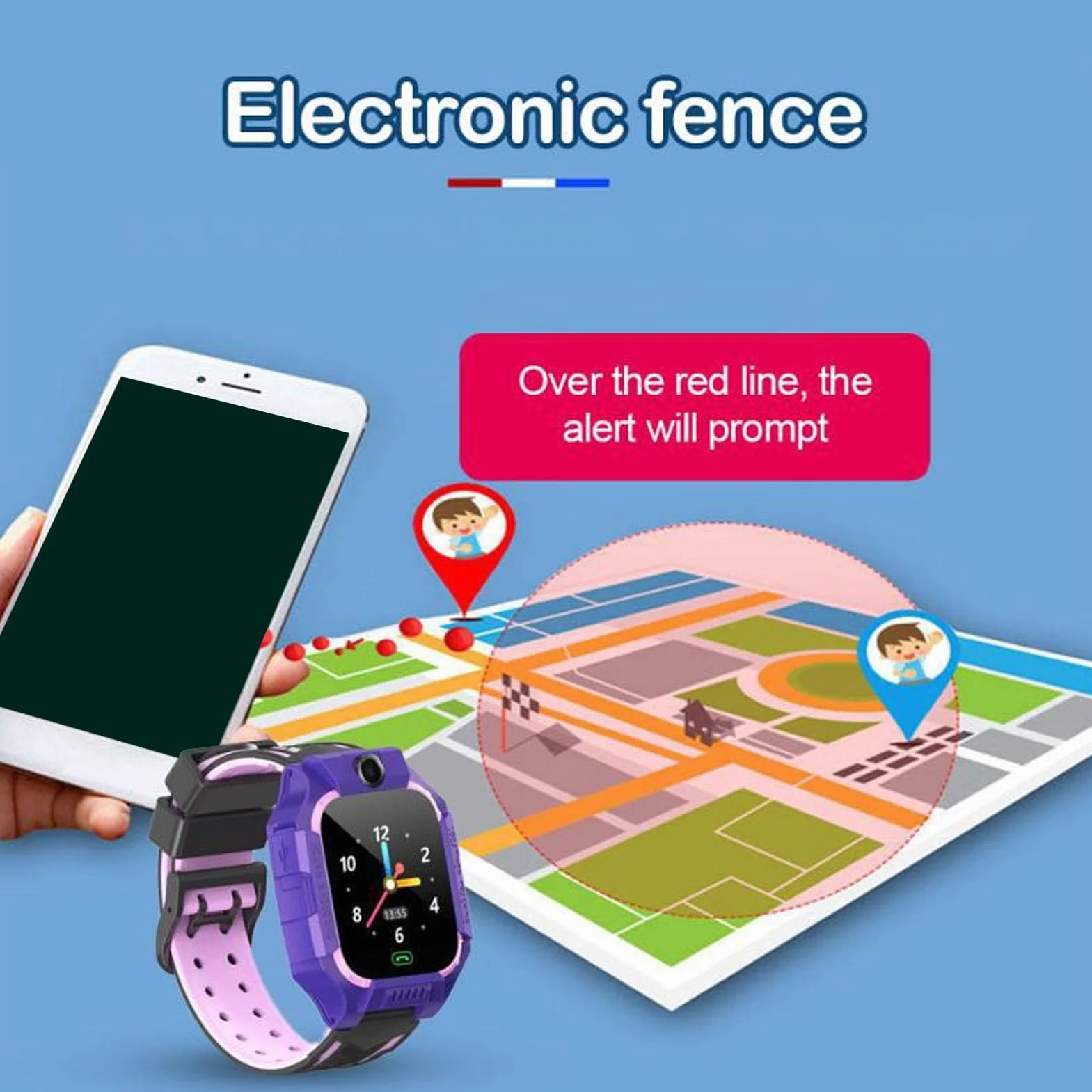 Inteligentny Zegarek dla Dzieci, Dotykowy HD Wodoodporny Zegarek dla Dzieci, Dwukierunkowe Połączenia Głosowe Smartwatch Lokalizacyjny w Czasie Rzeczywistym z Wieloma Funkcjami