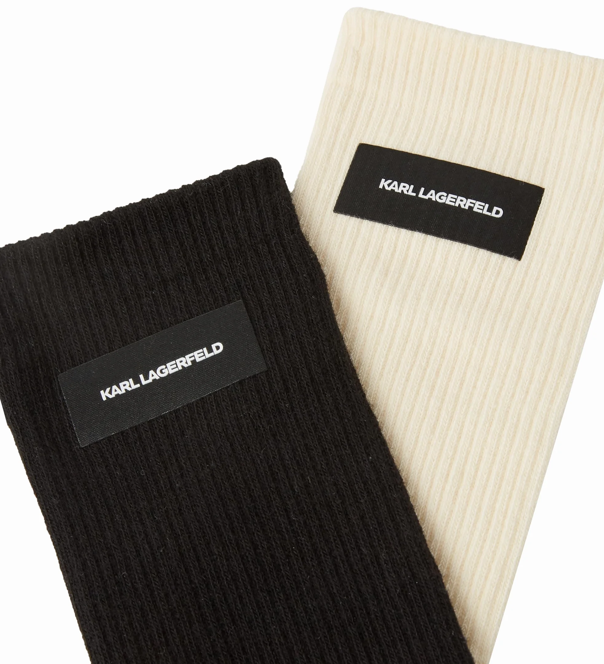 KARL LAGERFELD B.V K/essential logo socks (2 sztuki), Cannoli Cream-Black, jeden rozmiar, Cannoli Cream-Black, Rozmiar uniwersalny