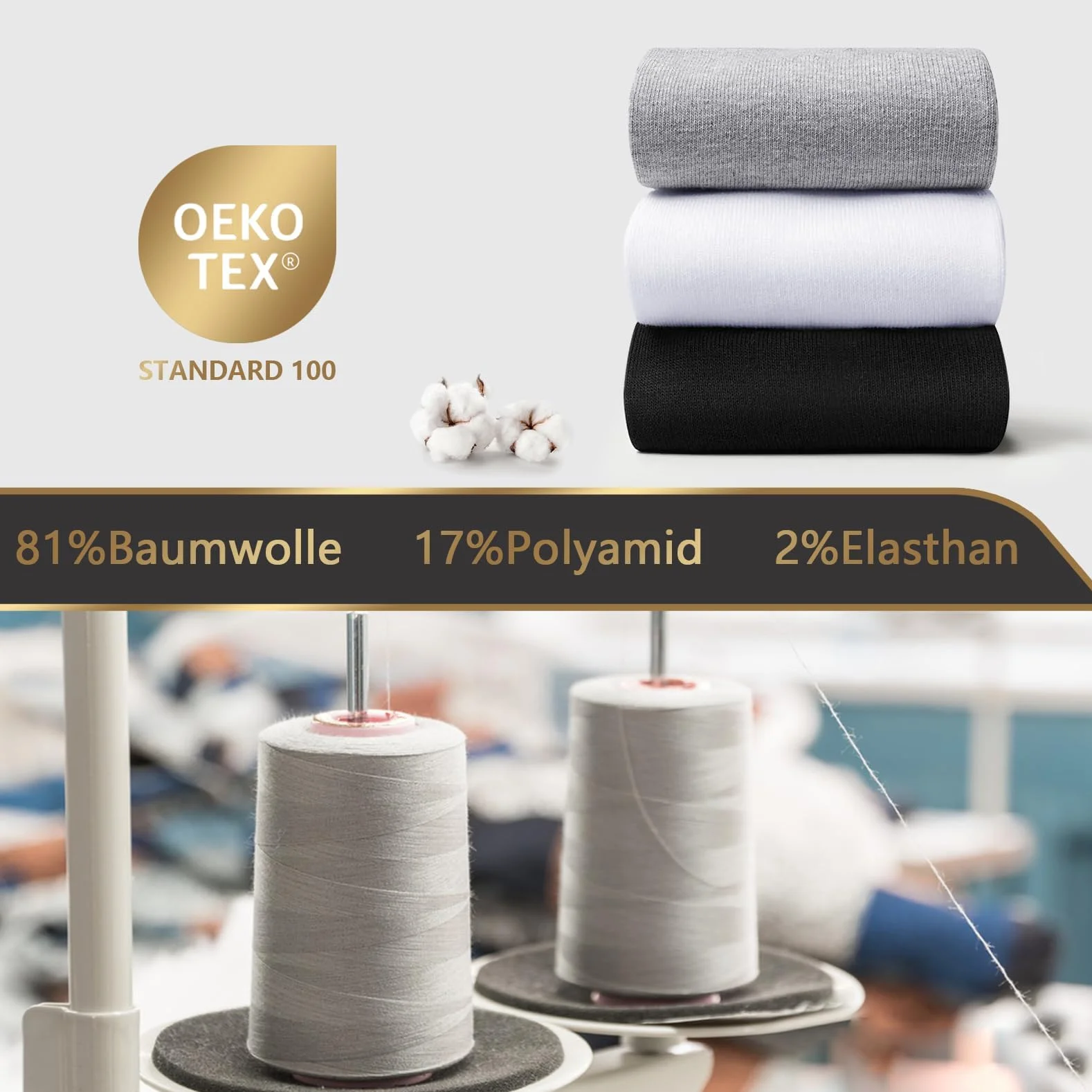 YOUCHAN Skarpety Średniej Długości Bezszwowe Unisex – Bawełniane, Oddychające, Wygodne – Zestaw 6 Par