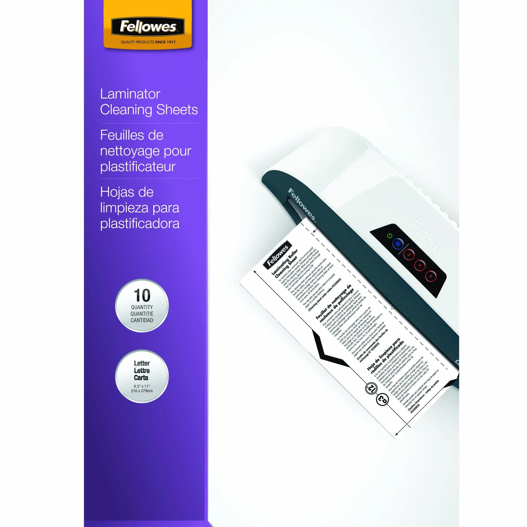 Fellowes Arkusze do czyszczenia laminatora A4, białe, 10 sztuk