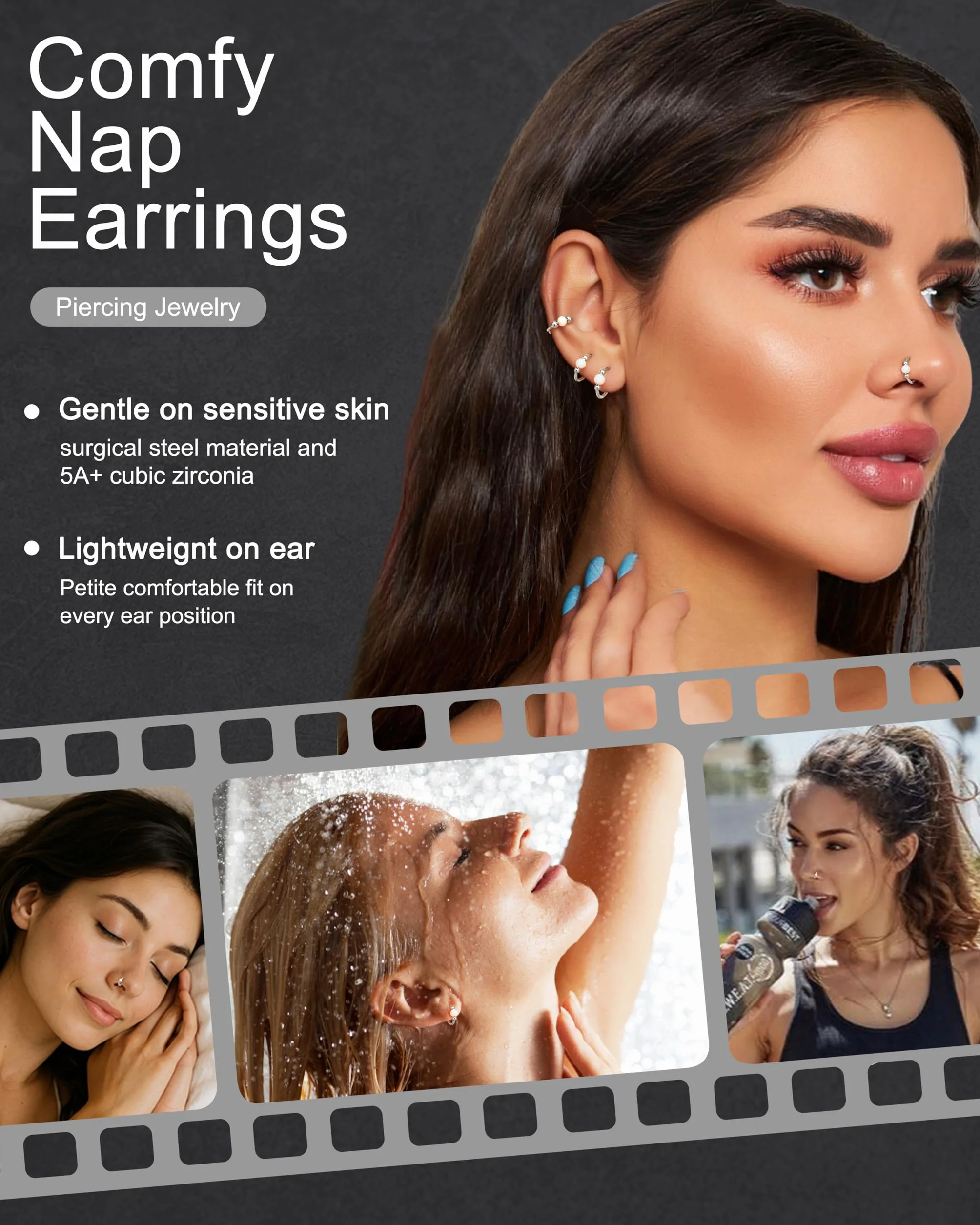 Diamday 2 szt. Helix Piercing biżuteria Helix kolczyk stal chirurgiczna 316L kolczyk do nosa piercing przegrody nosowej srebrne złote kolczyki opal chrząstka muszla tragus Daith Rook, obręcz, piercing