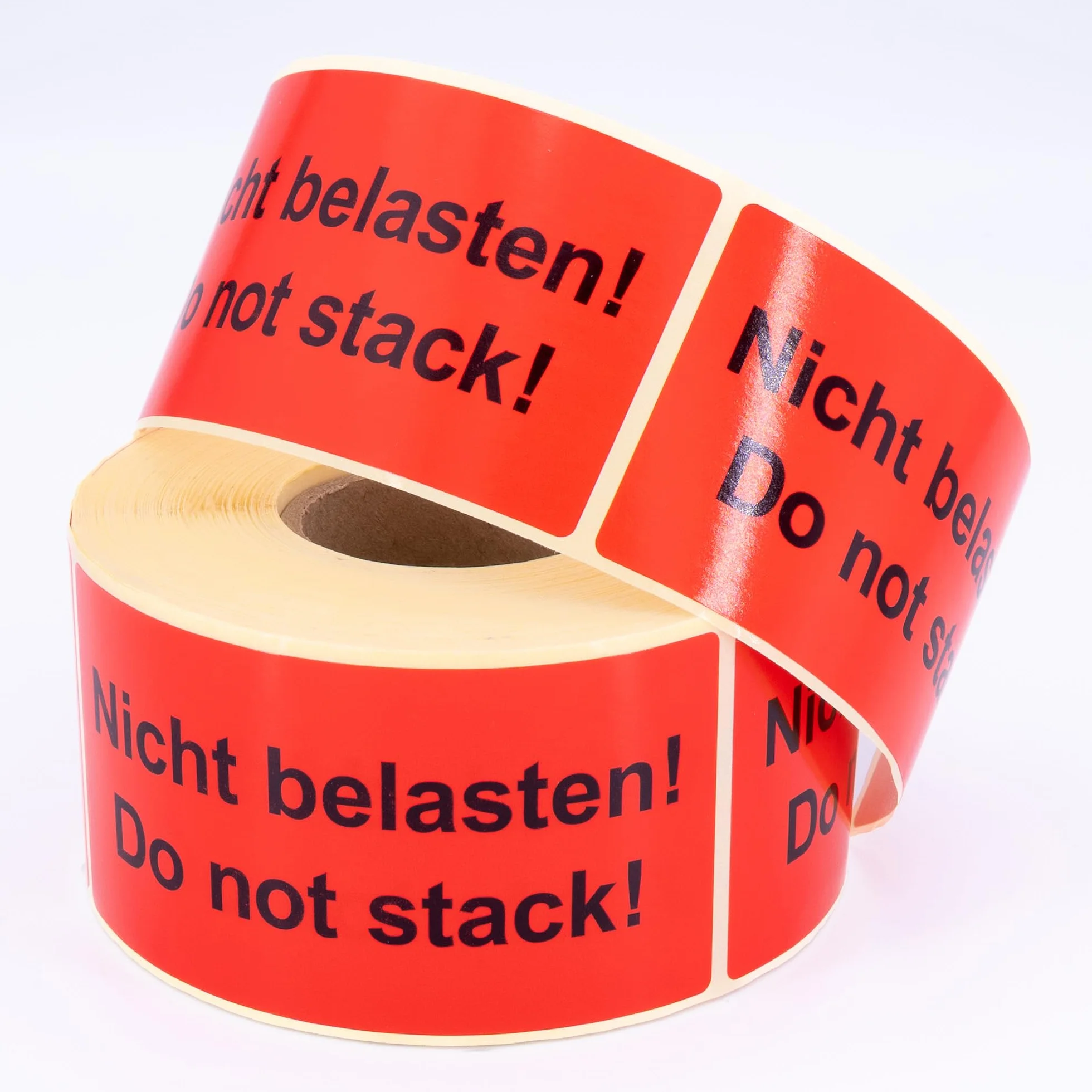 Etykiety ostrzegawcze na rolce 100 x 50 mm – 500 – nie obciążaj! Do not stack! – naklejki wysyłkowe – papier samoprzylepny – jaskrawoczerwony mocno przywierający – Wskazówka dotycząca wysyłki
