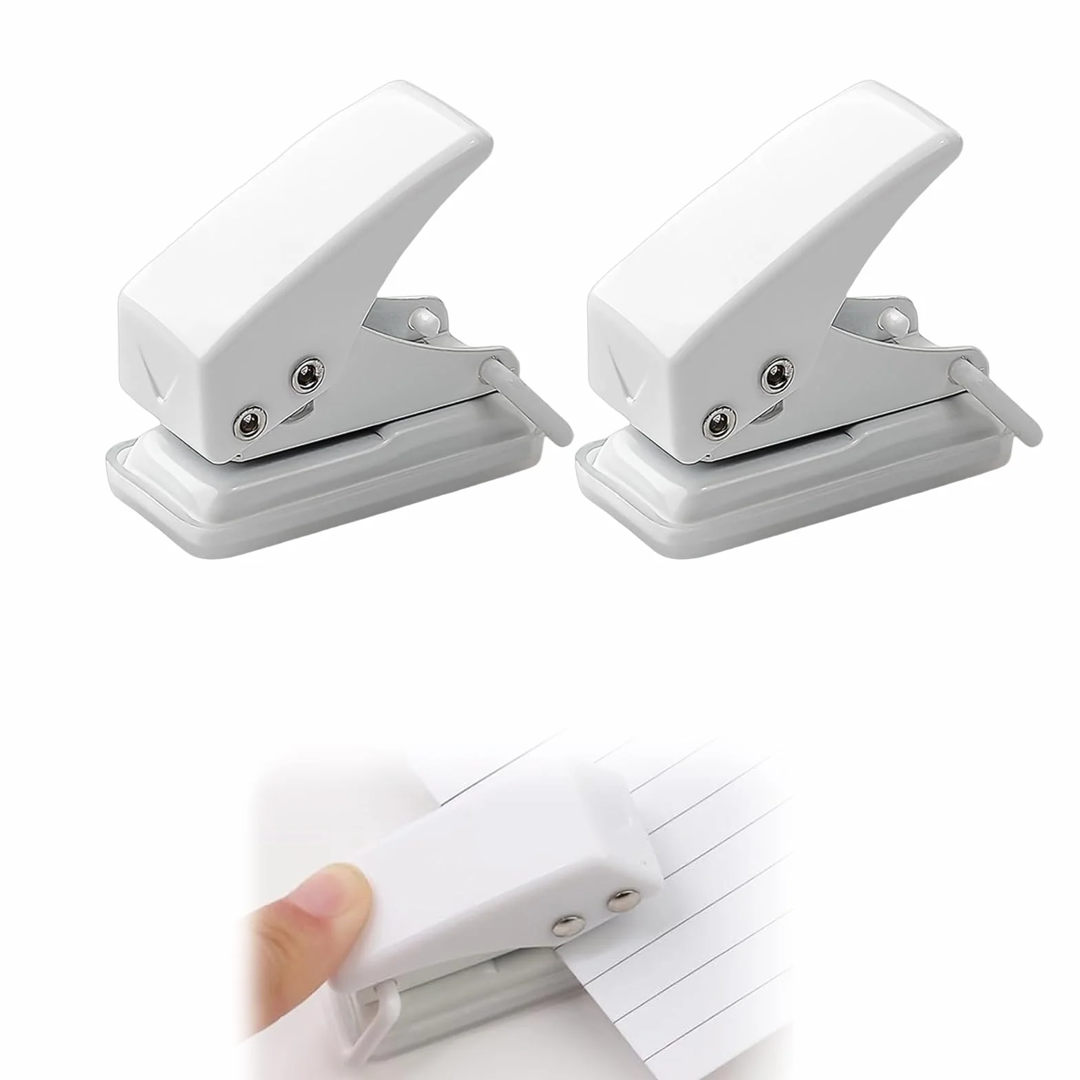 Przenośny mini dziurkacz, 2 sztuki, dziurkacz, mały dziurkacz, do biura, szkoły i projektów DIY, dziurkacz do segregatorów, kółek, przenośny, mini dziurkacz kieszonkowy (biało-niebieski)