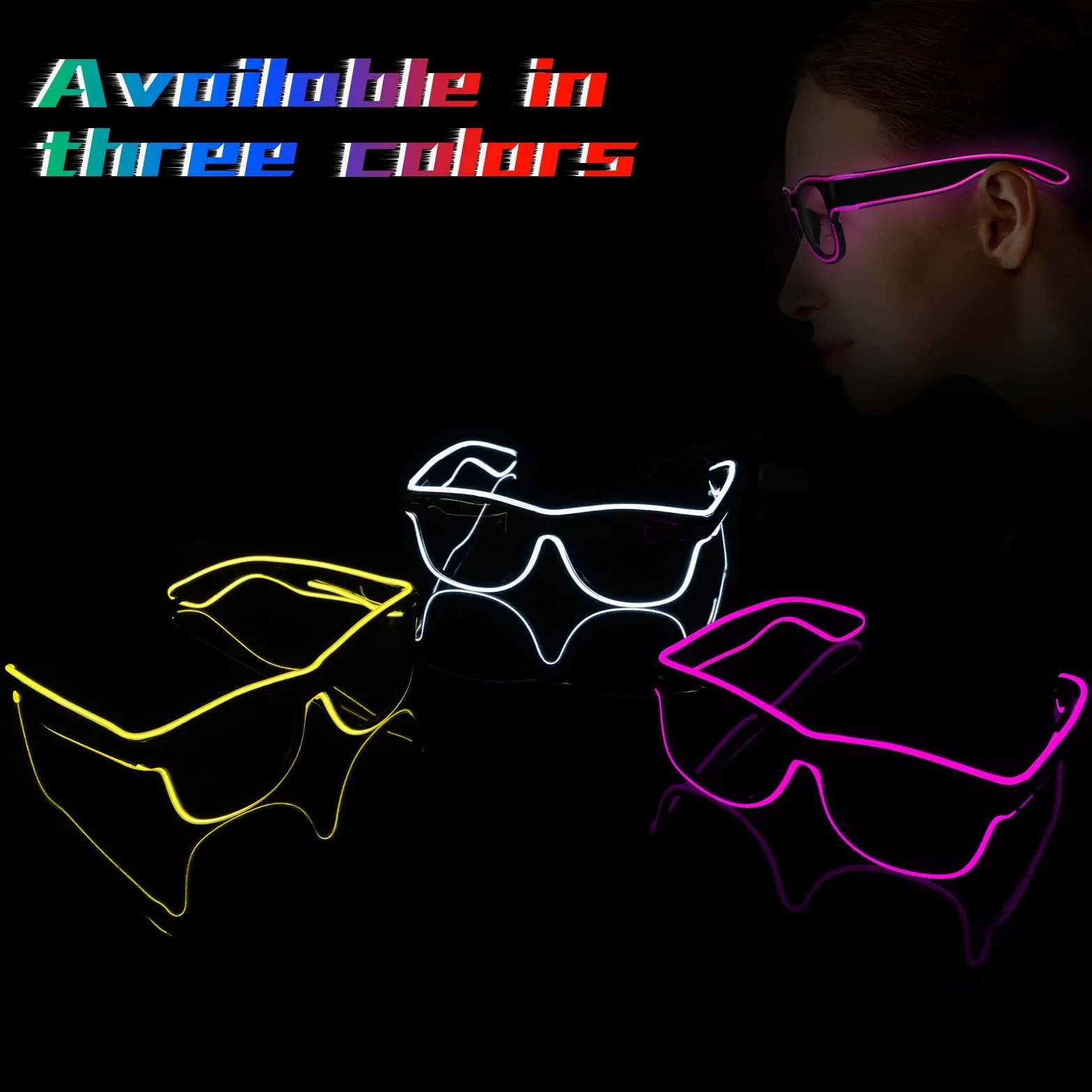 flintronic Okulary LED, okulary imprezowe, okulary LED, Cyberpunk, okulary LED, 7 kolorów, 5 trybów światła, regulowany kolor na Halloween, imprezę cosplay, dyskotekę, bar, festiwal muzyczny