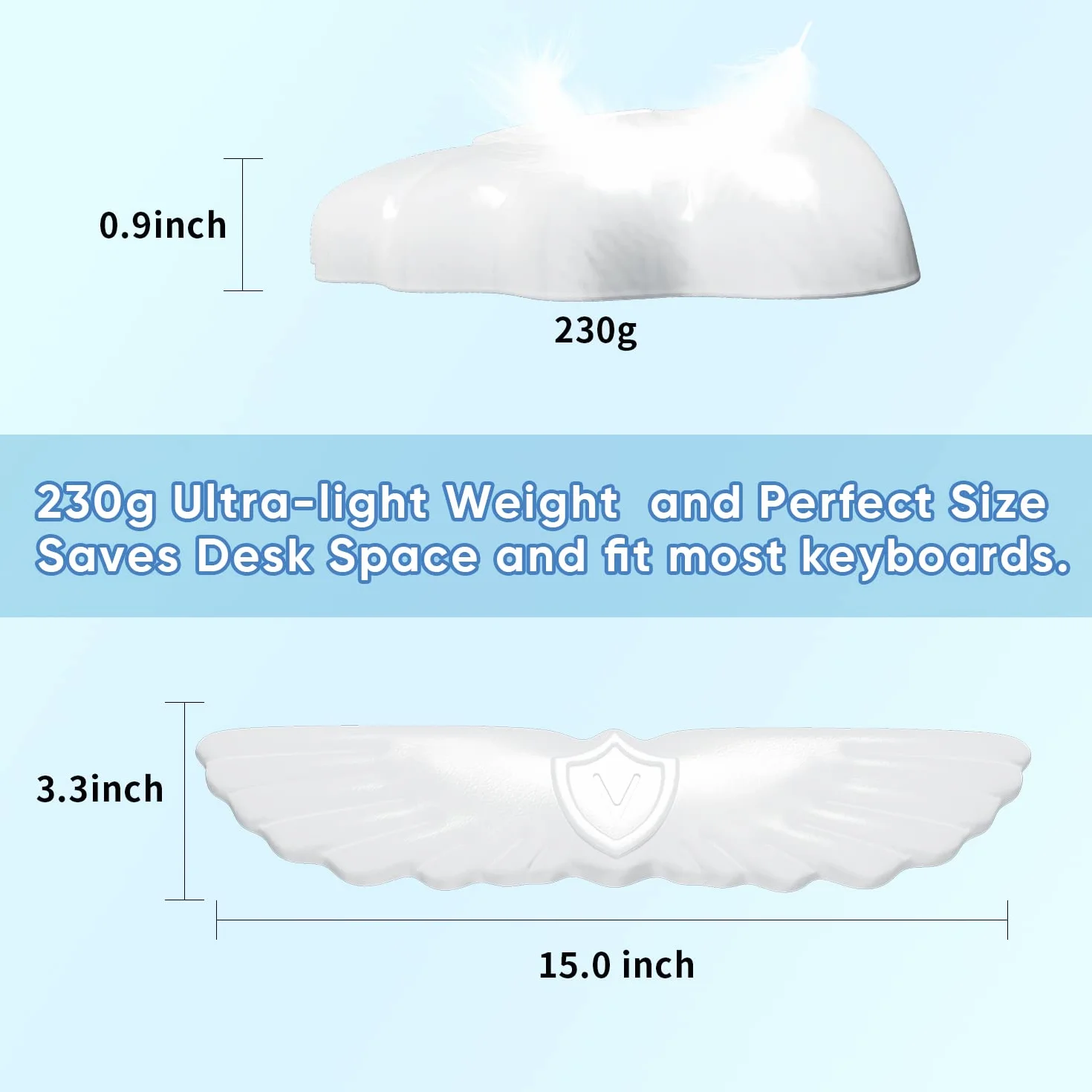 Podkładka Pod Nadgarstek Angel Wing Cloud Keyboard, Miękka Skórzana Pianka Z Pamięcią Kształtu, Ergonomiczna Antypoślizgowa Podkładka Pod Nadgarstek Do Komputera Do Biura (1-Skrzydłowa Biała)
