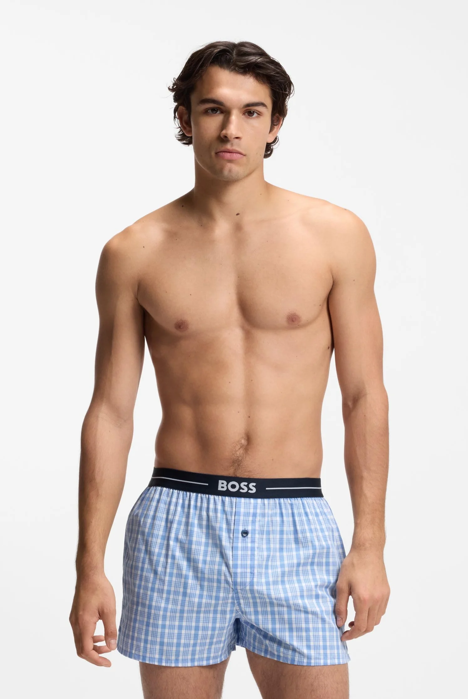 BOSS Męskie spodnie piżamowe 2P Boxer Shorts EW, New - Open Blue471, L