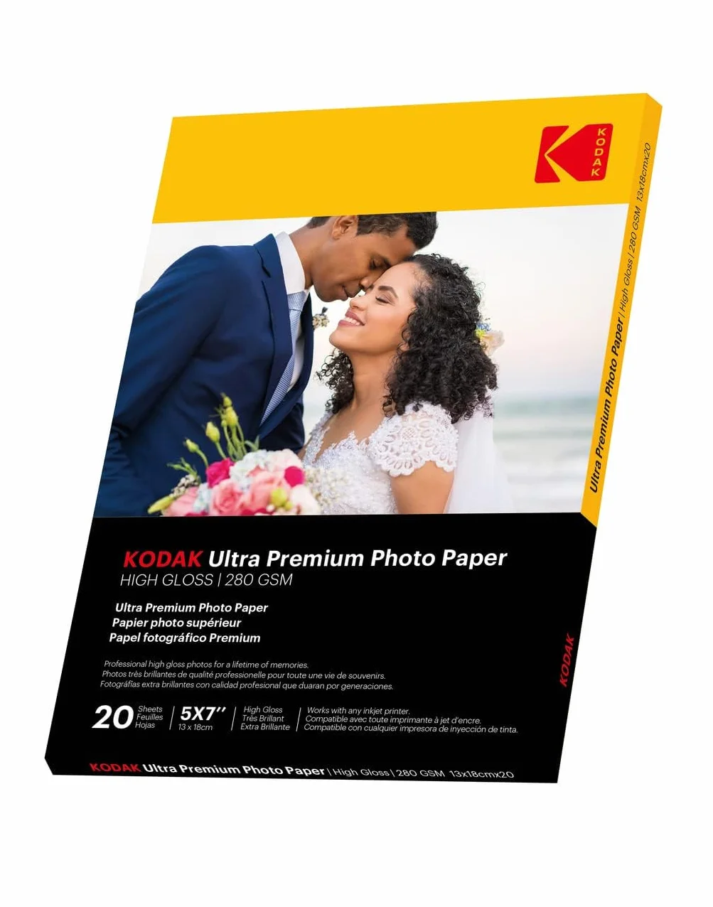 KODAK 9891175-20 arkuszy papieru fotograficznego 280g/m², błyszczący, format 13x18 cm, druk atramentowy