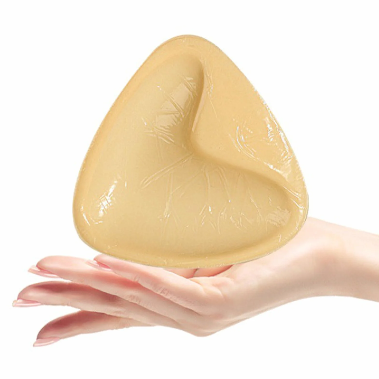 Strapless Sticky Bra, Reusable Silicone Breast Enhancement Inserts with Invisible Lift Effect, Adhesive Bra Pads for Dress, Bikini, Casual Wear, Athletic Clothing, Women, Beige
