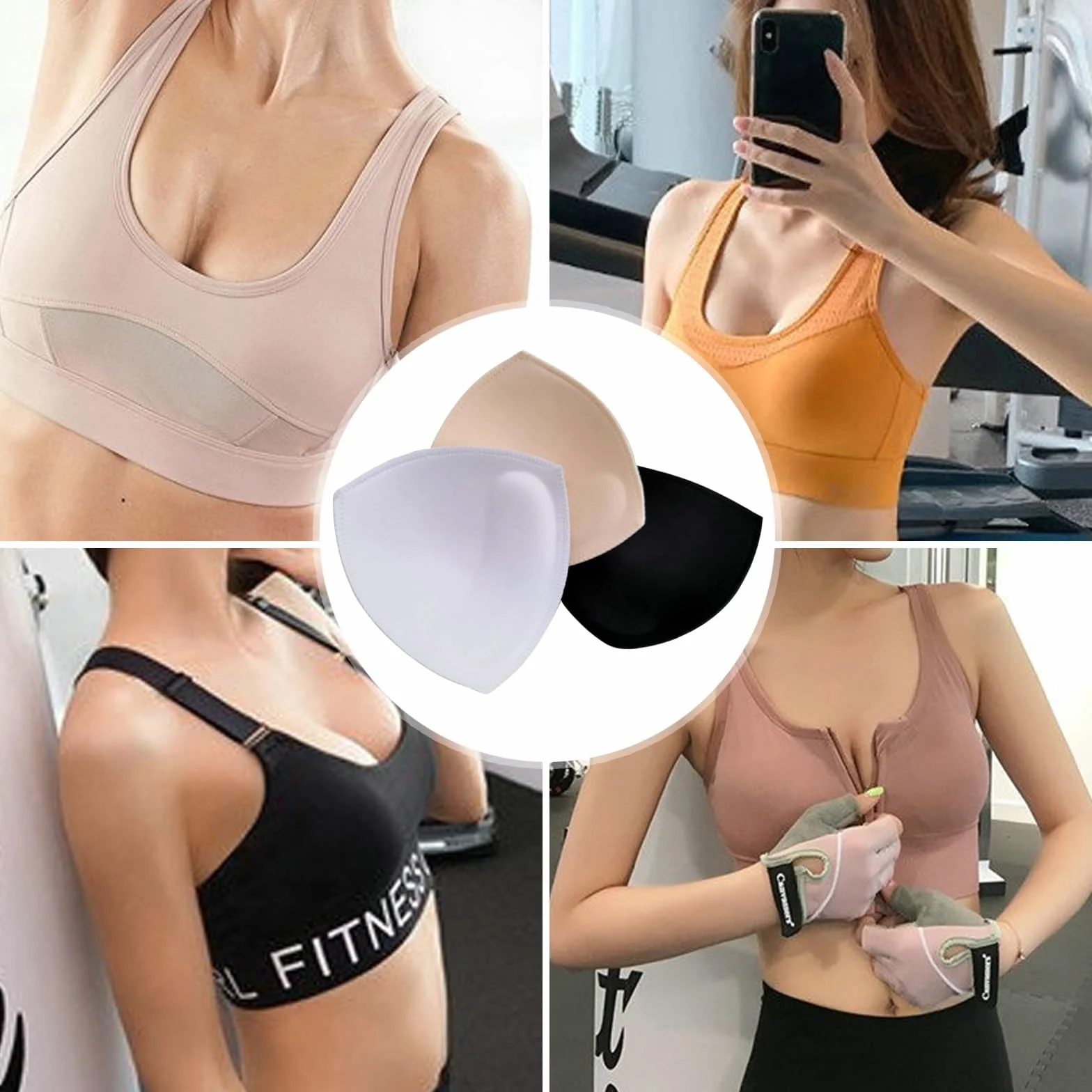 3 pary wkładek do biustonosza, wyjmowane wkładki powiększające piersi, wkładki do biustonosza sportowego, do powiększania piersi, bikini i mody kąpielowej – lekkie i jedyne w swoim rodzaju