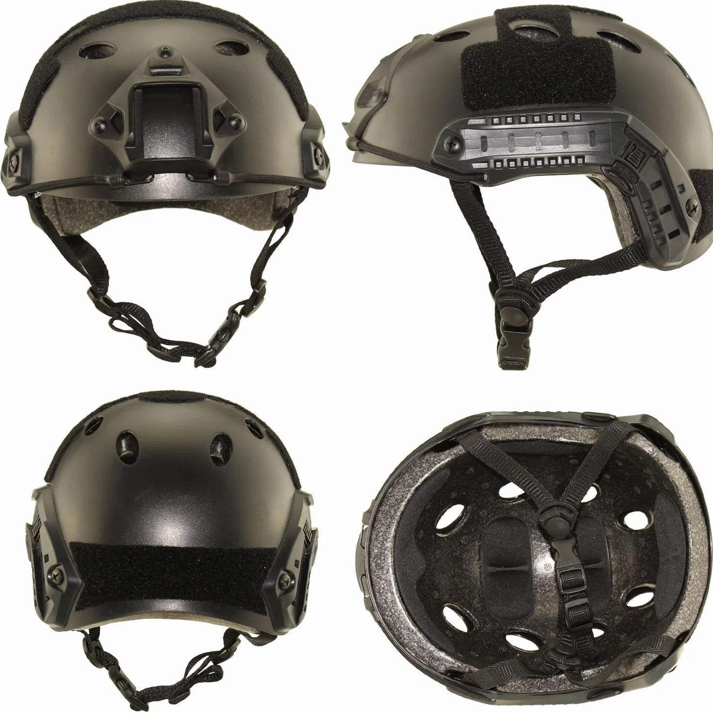 Kask taktyczny, airsoft wojskowy styl PJ szybki kask z goglem NVG do paintballu CQB (zielony + światło)