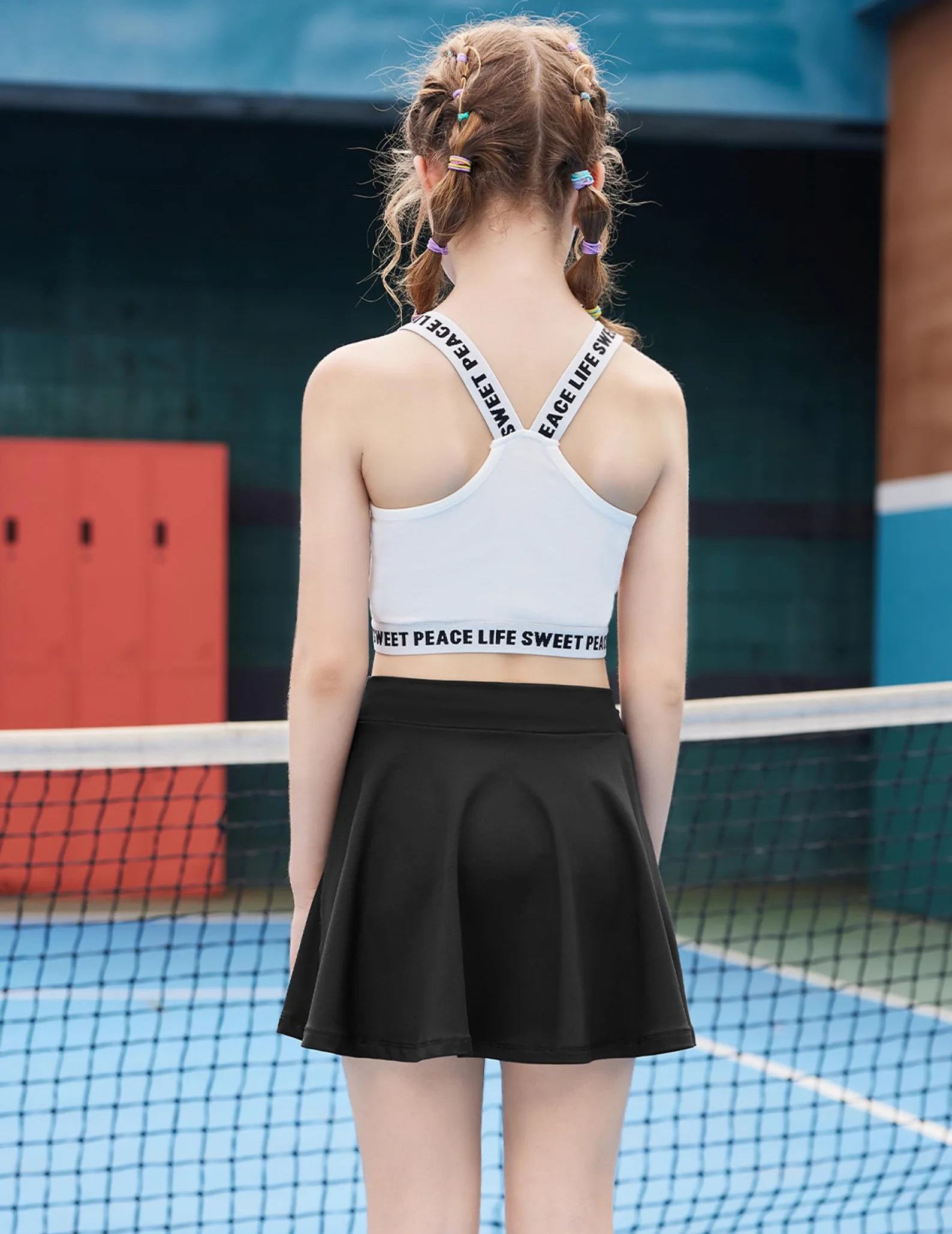 Arshiner Spódnica dla dziewcząt, spódnica tenisowa ze spodniami, wysoka talia, spódnica sportowa, linia A, plisowana spódnica dla dzieci, spódnica cheerleaderki z kieszeniami, 6-15 lat