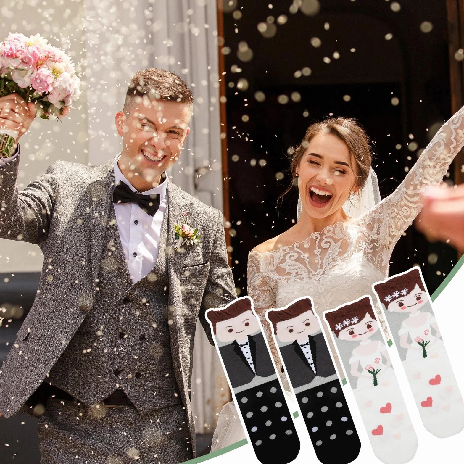 VOSSOT skarpeta ślubne dla panny młodej i pana młodego – zabawne skarpeta z motywem pary – pomysł na prezent na ślub i zaręczyny