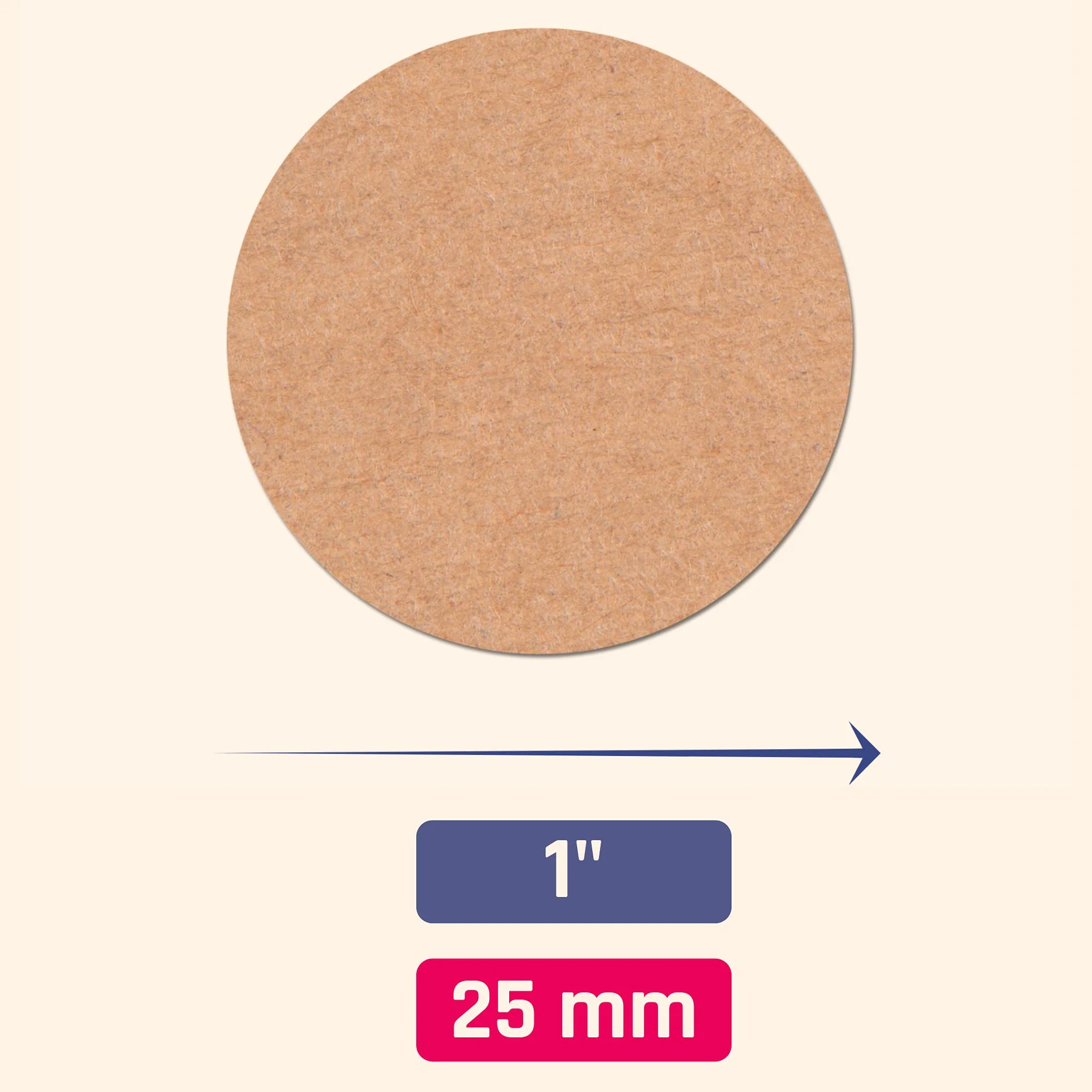 1000 Sztuk, 25 mm - Naklejki Kraft Brązowy Etykiety Samoprzylepne Brown